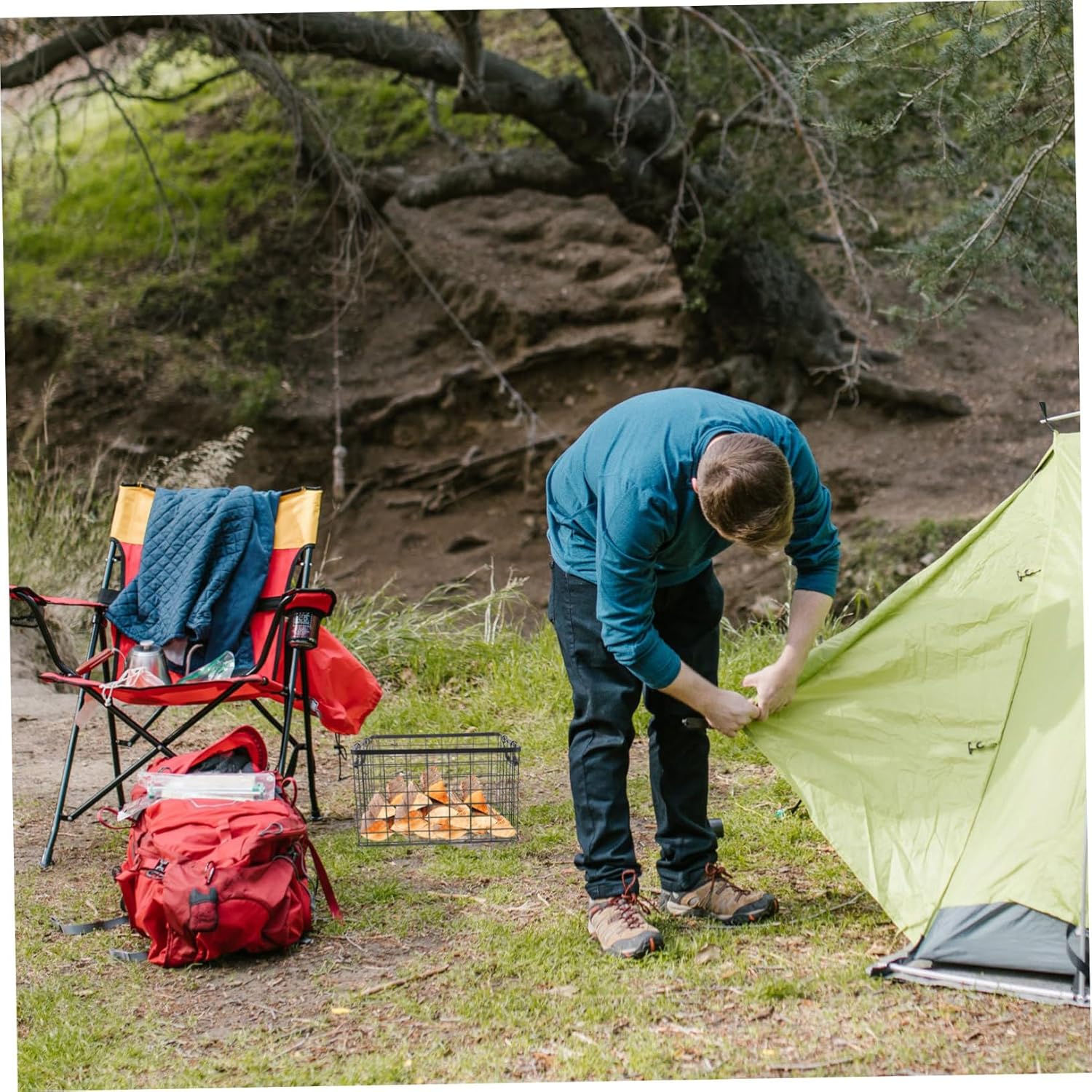 Iron Firewood Storage Basket Outdoor Logging Carrier Metal Basket Organizer Versatile Use Folding Handle