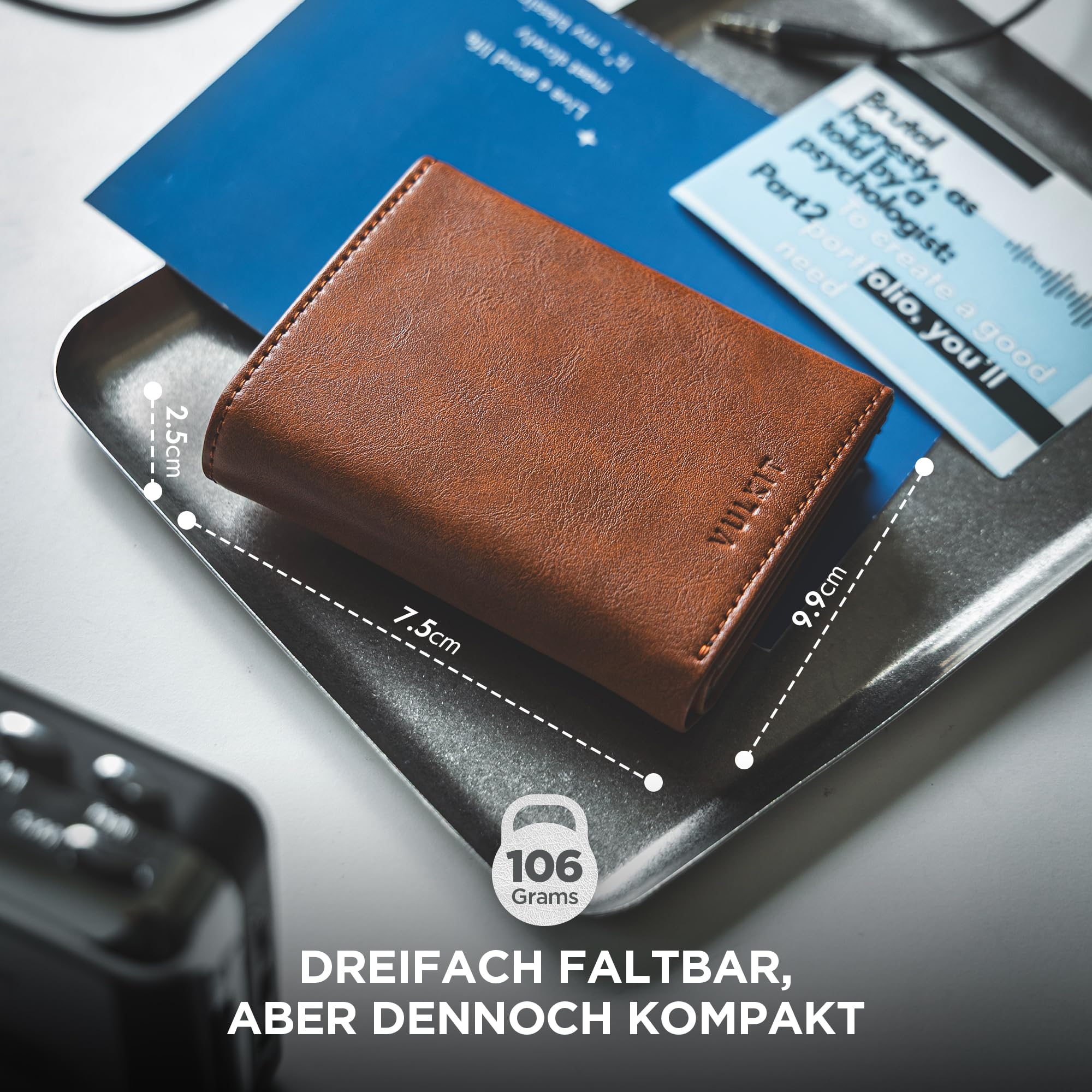 VULKIT Herren Geldbörse Schlanke mit RFID-Schutz und Münzfach