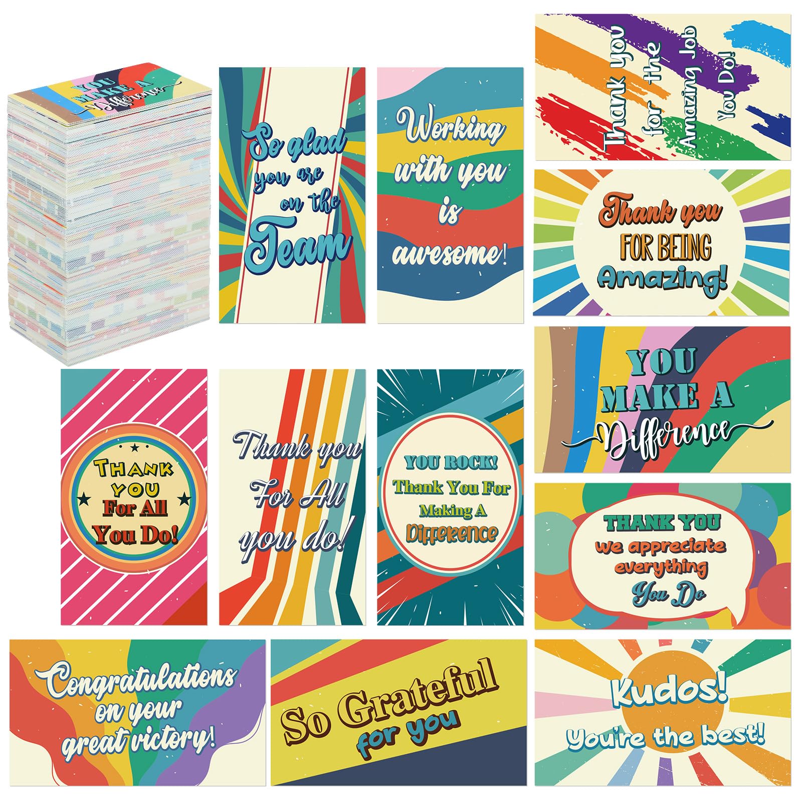 Yeaqee 240 Pcs Employee Appreciation Kudos Cards Funny Blank Back Motivational Card Encouragement Thank You Note Recognition Card for Teacher College