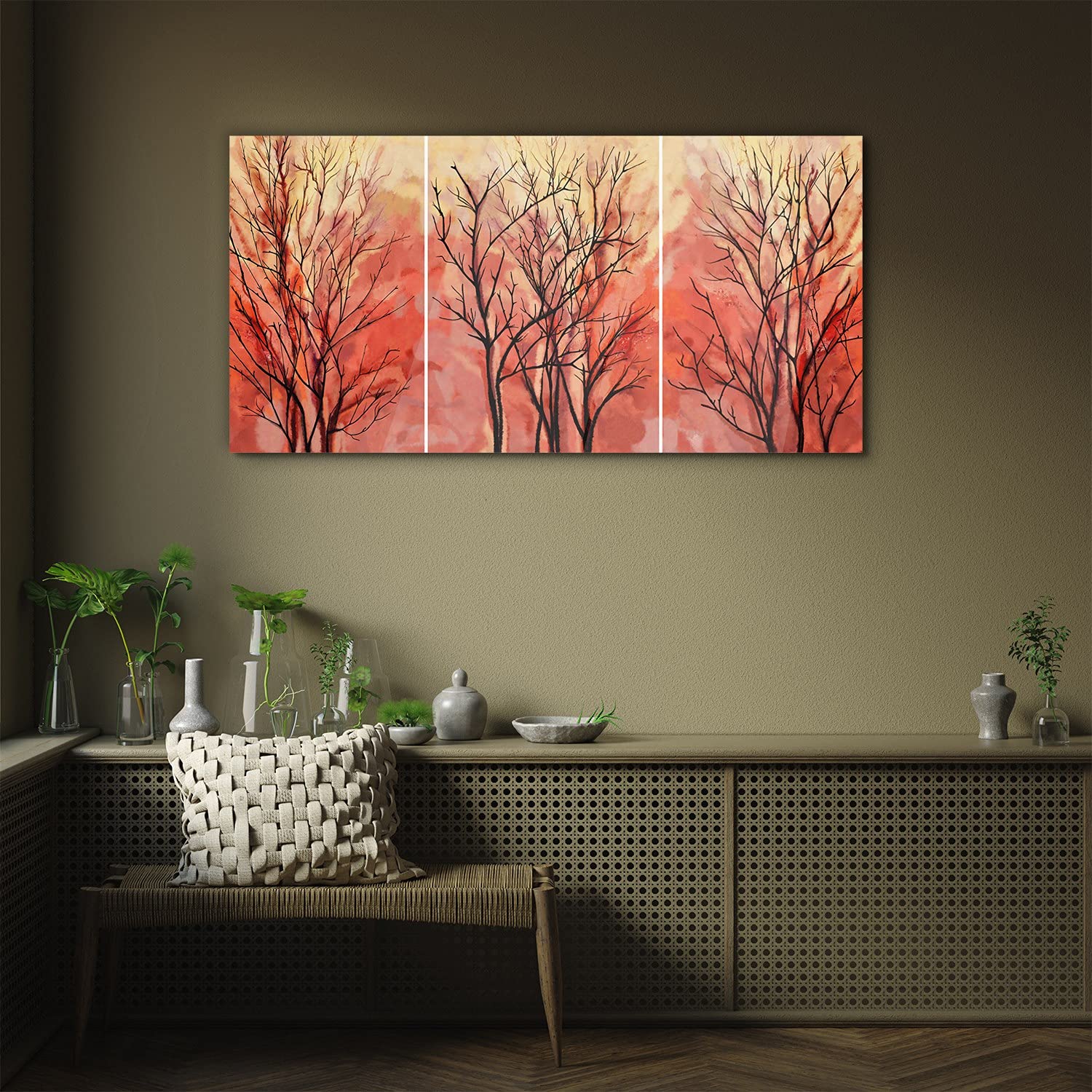 Coloray Pintura Vidrio Acrílico 100x50cm Mural Acryl Cocina Sala De Estar Cuadro De Pared De Arte De Vidrio - Ramas De Los Árboles