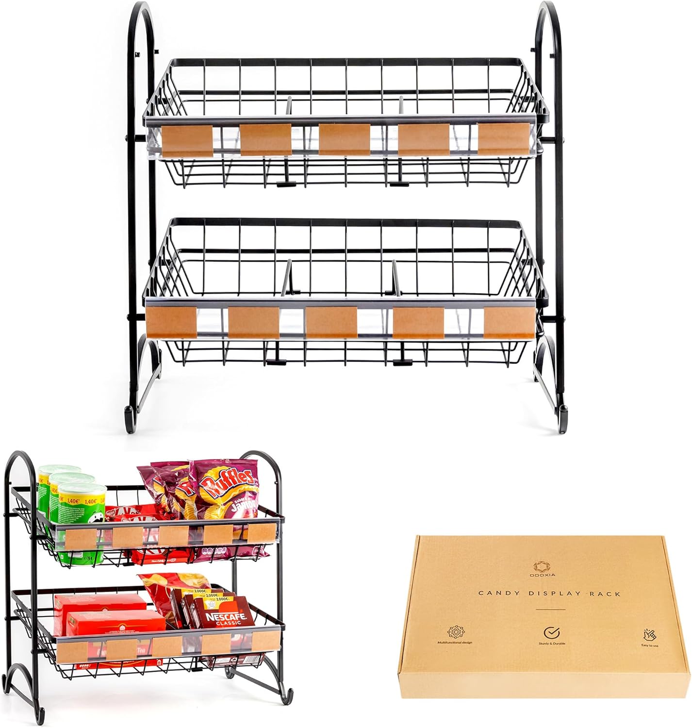 Candy Display Rack | Stackable Candy Organizer | Countertop Snack Organizer 1-Pack