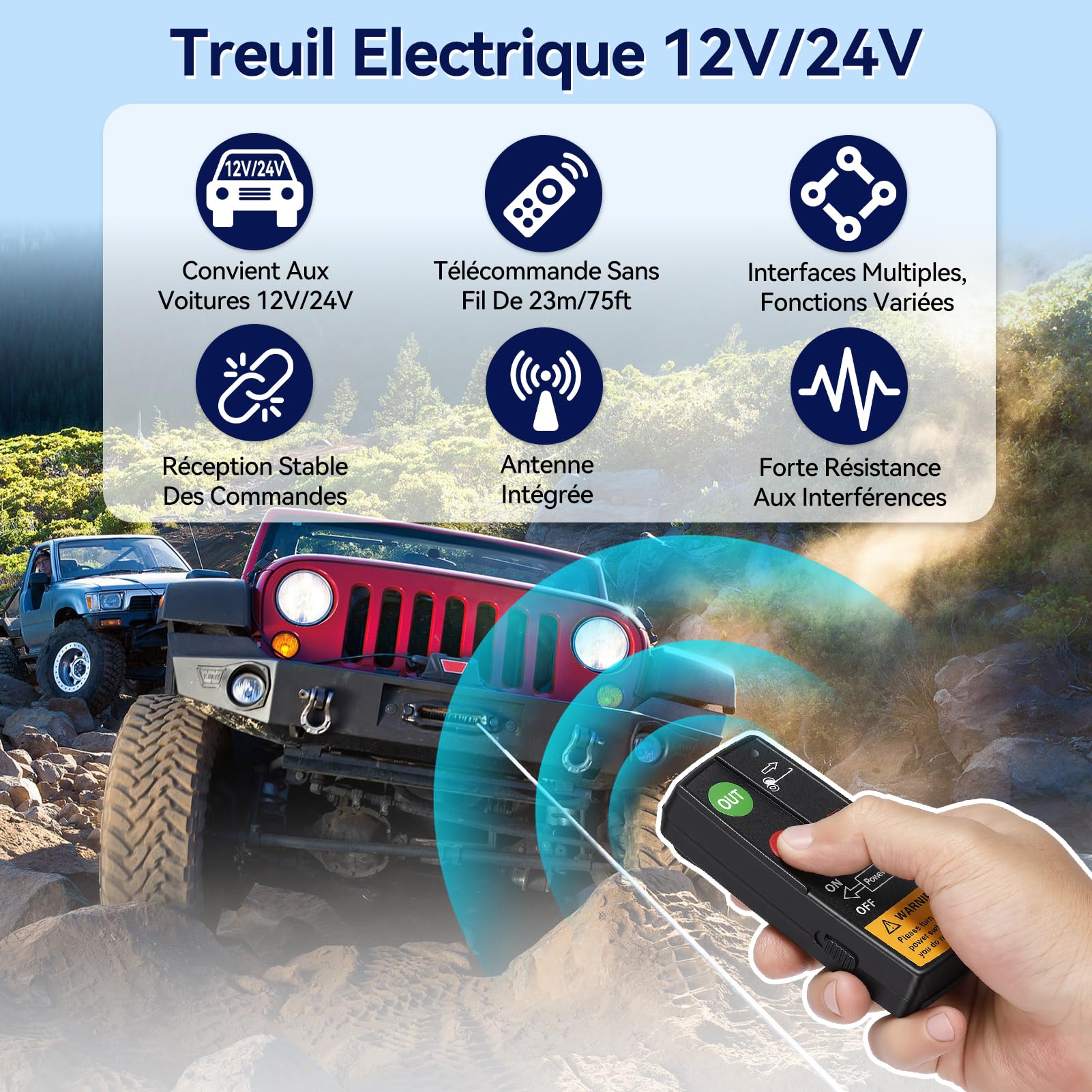 Kit di Telecomando Verricello Wireless di Recupero 12 V 24 V per Camion ATV SUV Controller Interruttore Combinato 75ft Interruttore Telecomando Set senza