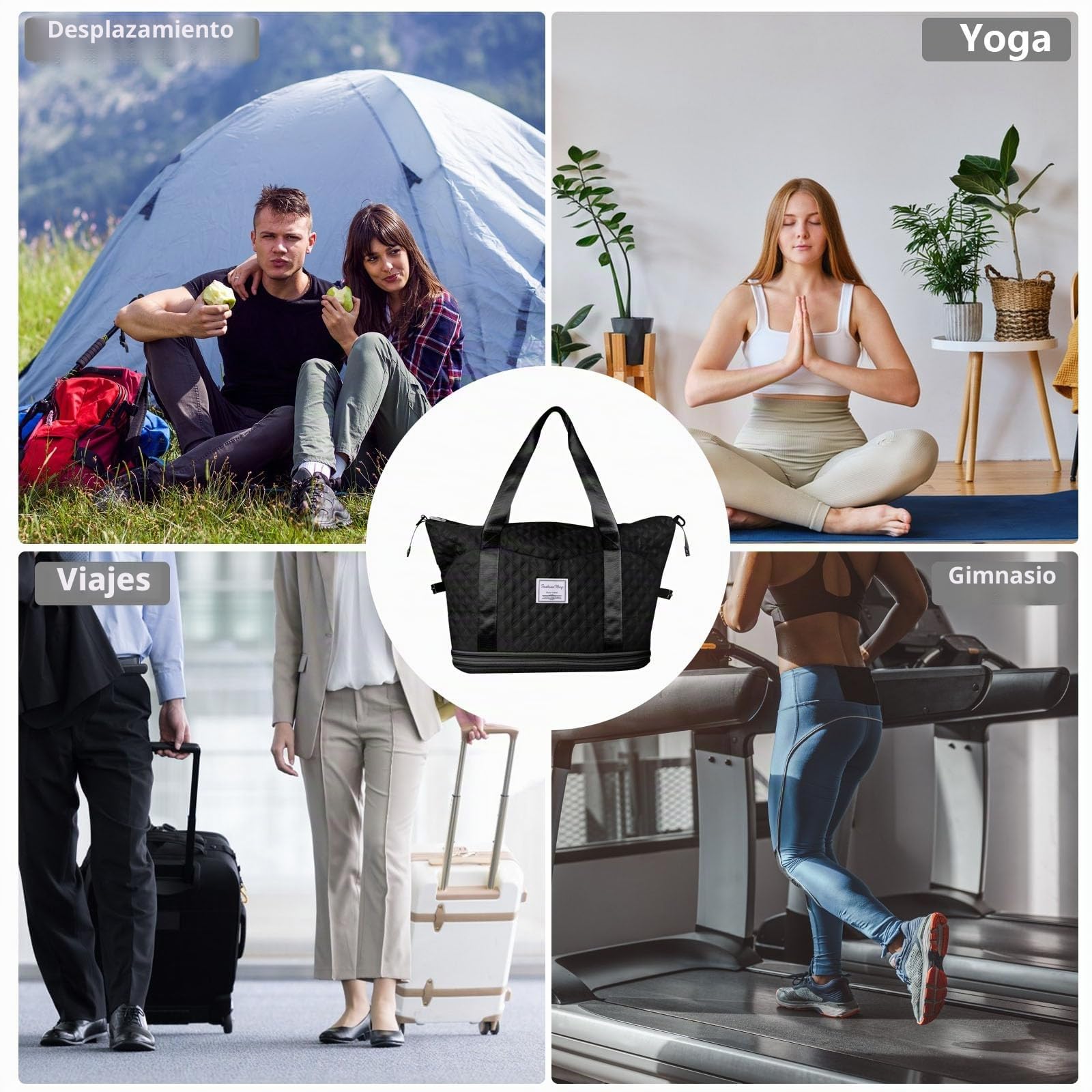 Bolsa de viaje con ruedas, bolsa de gimnasio deportiva expandible para mujeres y hombres, bolsa de transporte grande, bolsa de mano seca y húmeda, bolsa de noche, bolsa ligera de fin de semana, bolsa