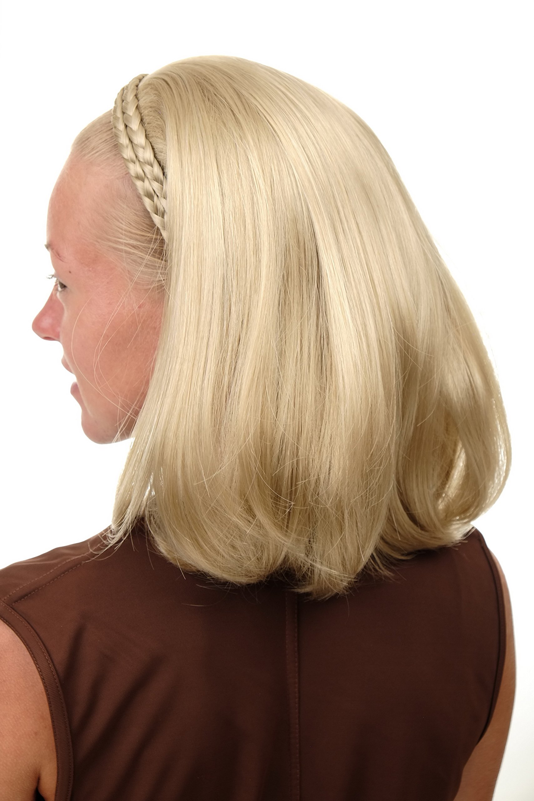 WIG ME UP - 90606+3-22 Halfwig Hairpiece Extension with braided hair circlet shoulder length straight bright blond 12inch