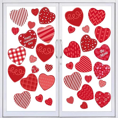 12 hojas de calcomanías para ventana del día de San Valentín, corazón de conversación, corazones de doble cara, calcomanías de dulces para ventanas
