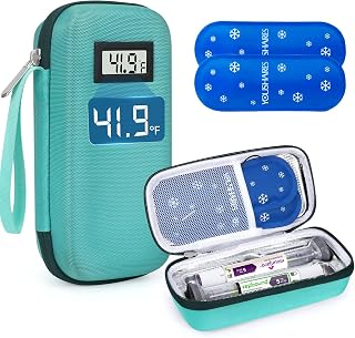 YOUSHARES Travel Case for Zepbound & Mounjaro Pens,EVA Insulated Tirzepatide Cooler Travel Case TSA Approved with Temperature Display,Portable GLP-1 Pen Holder with 2 Ice Packs for Daily Use and Trips