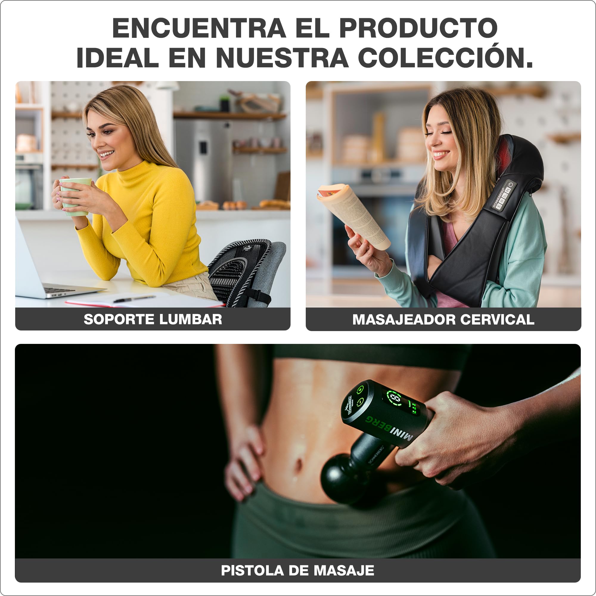 Donnerberg® Masajeador Cervical y Espalda Shiatsu Tapping Calor Infrarrojo 7 AÑOS GARANTÍA