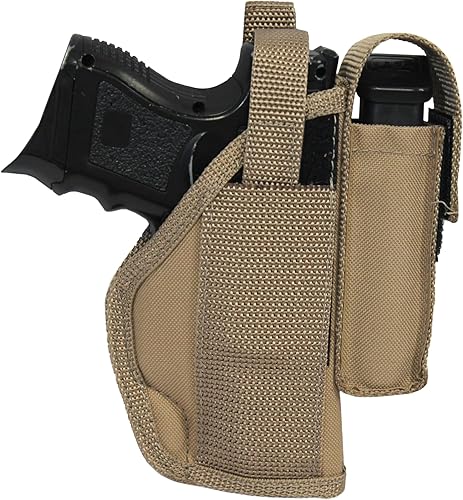 Miniatura 7 de Nueva funda Barsony Desert Sand OWB con bolsa de cargador para pistolas compactas subcompactas de 0.354in .40 .45