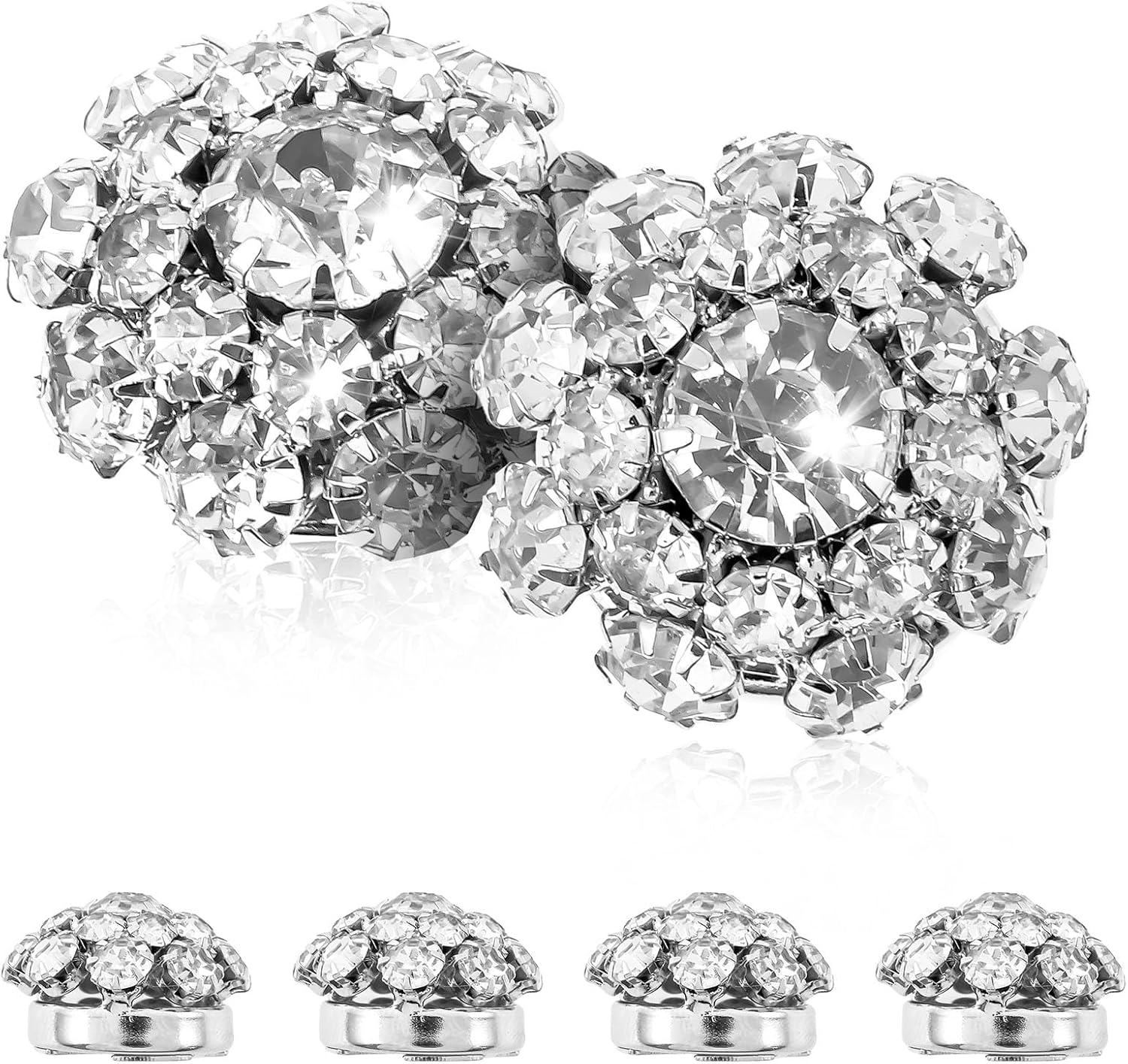 6 Pcs Rhinestone Button Cover, Decorative Button Cover Clip, Easy to Install Shirt Accessory for Women and Men, Clothing, Wedding, Party