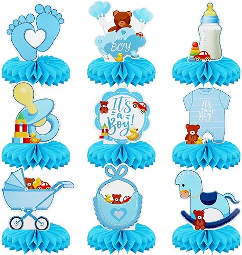 Vista 11 de 12 centros de mesa de nido de abeja con lazo rosa para baby shower, decoración de mesa en 3D para decoración de mesa en baby showers, revelaciones