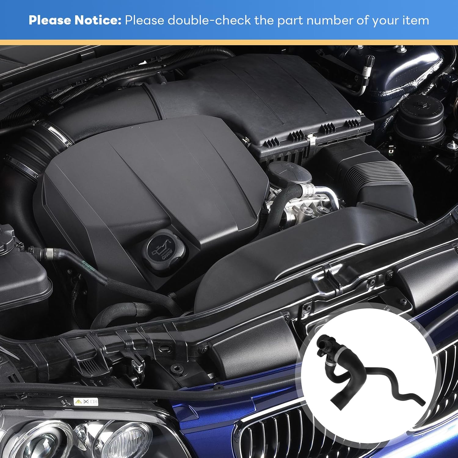 11537639997 Radiator Coolant Hose for BMW 328i 2012-2016 428i 2014-2016 Water Hose Engine Water Pump Inlet Hose Rubber Black 1 Pcs