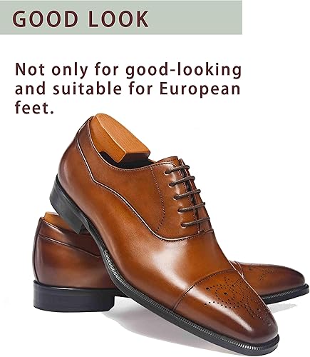 Miniatura 3 de FRASOICUS Zapatos de vestir para hombre, zapatos formales Oxford clásicos con cordones para hombre