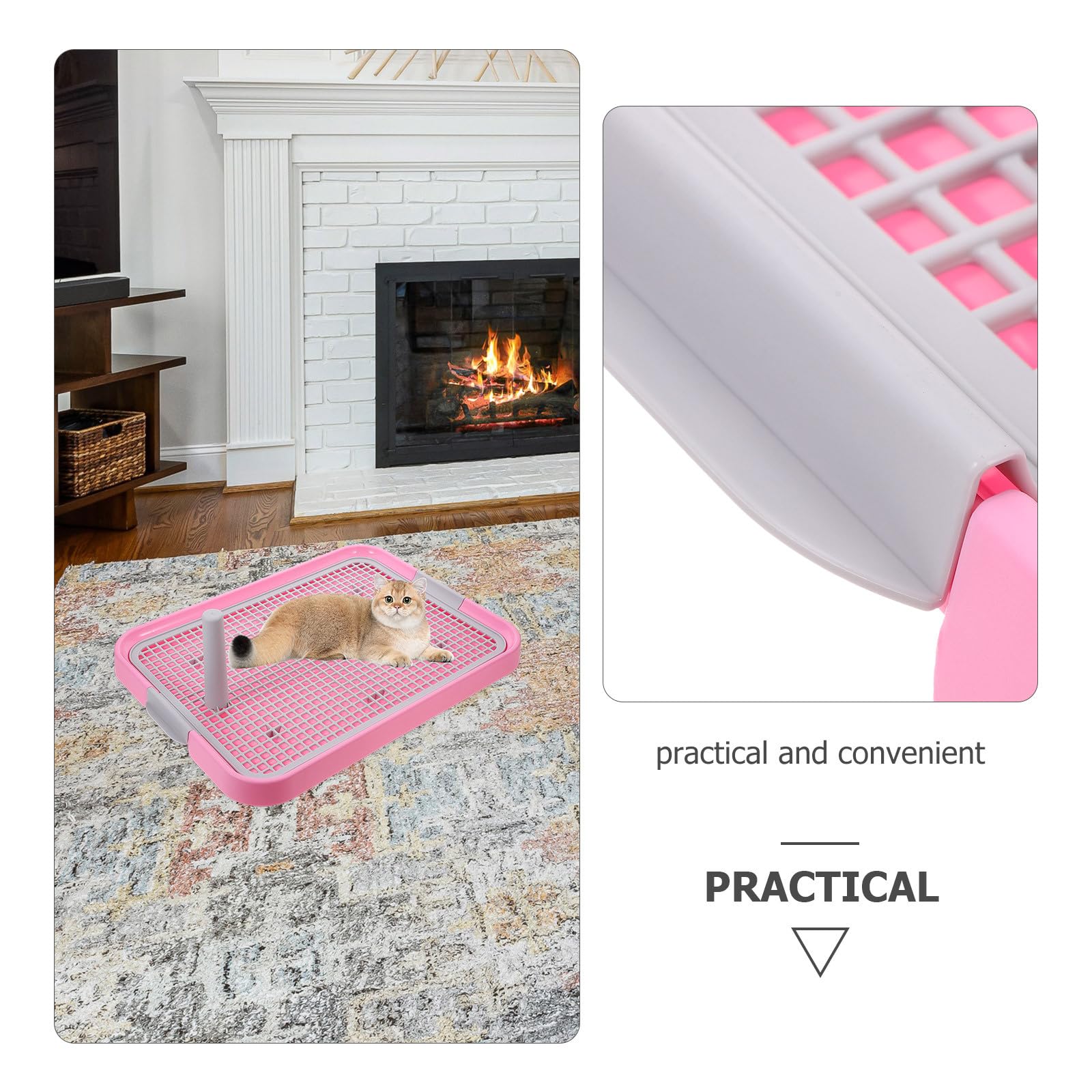 VILLCASE Gitter Haustiertoilette aus Kunststoff mit Rutschfester Unterlage für Hunde Indoor Geeignet als Hundetoilette für Wohnung und Zuhause in Rosa