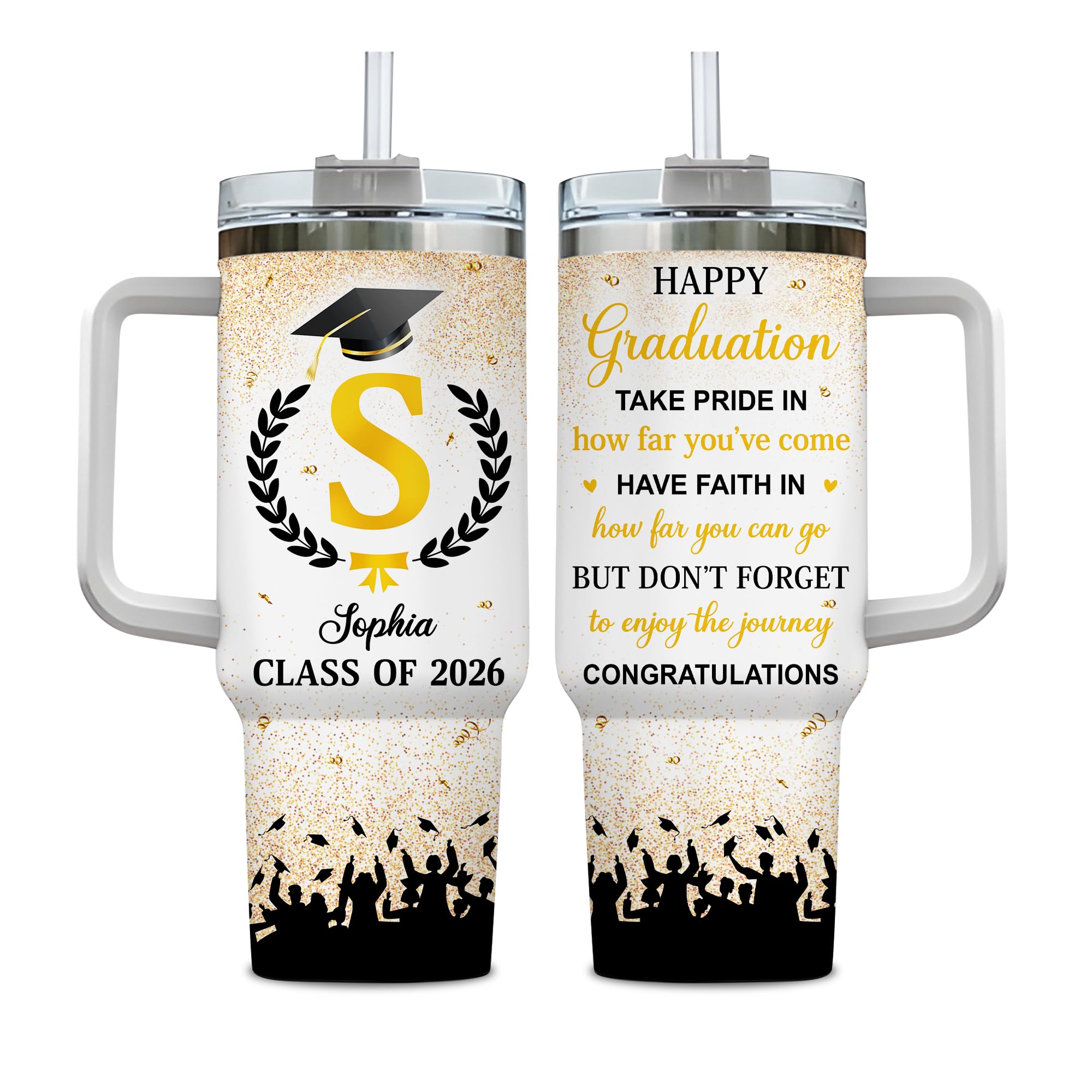 Hyturtle Personalized Graduation Tumbler Class Of 2025 - Graduation Gifts For Her - Best Congrats Grad Gifts For College High School Masters Degree -