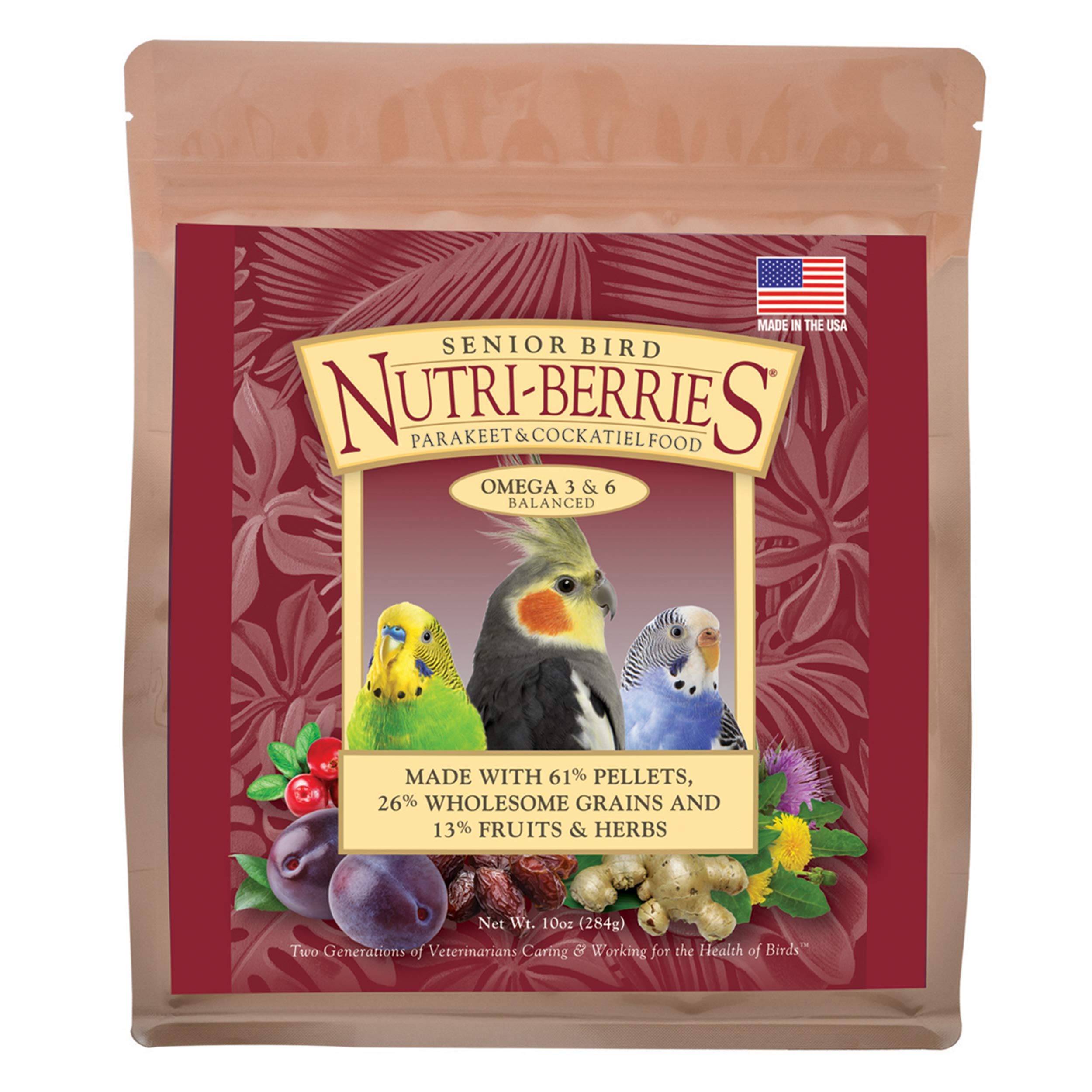 LAFEBER'SSenior Bird Nutri-Berries Pet Bird Food, Made with Non-GMO and Human-Grade Ingredients, for Parakeets & Cockatiels, 3 lb
