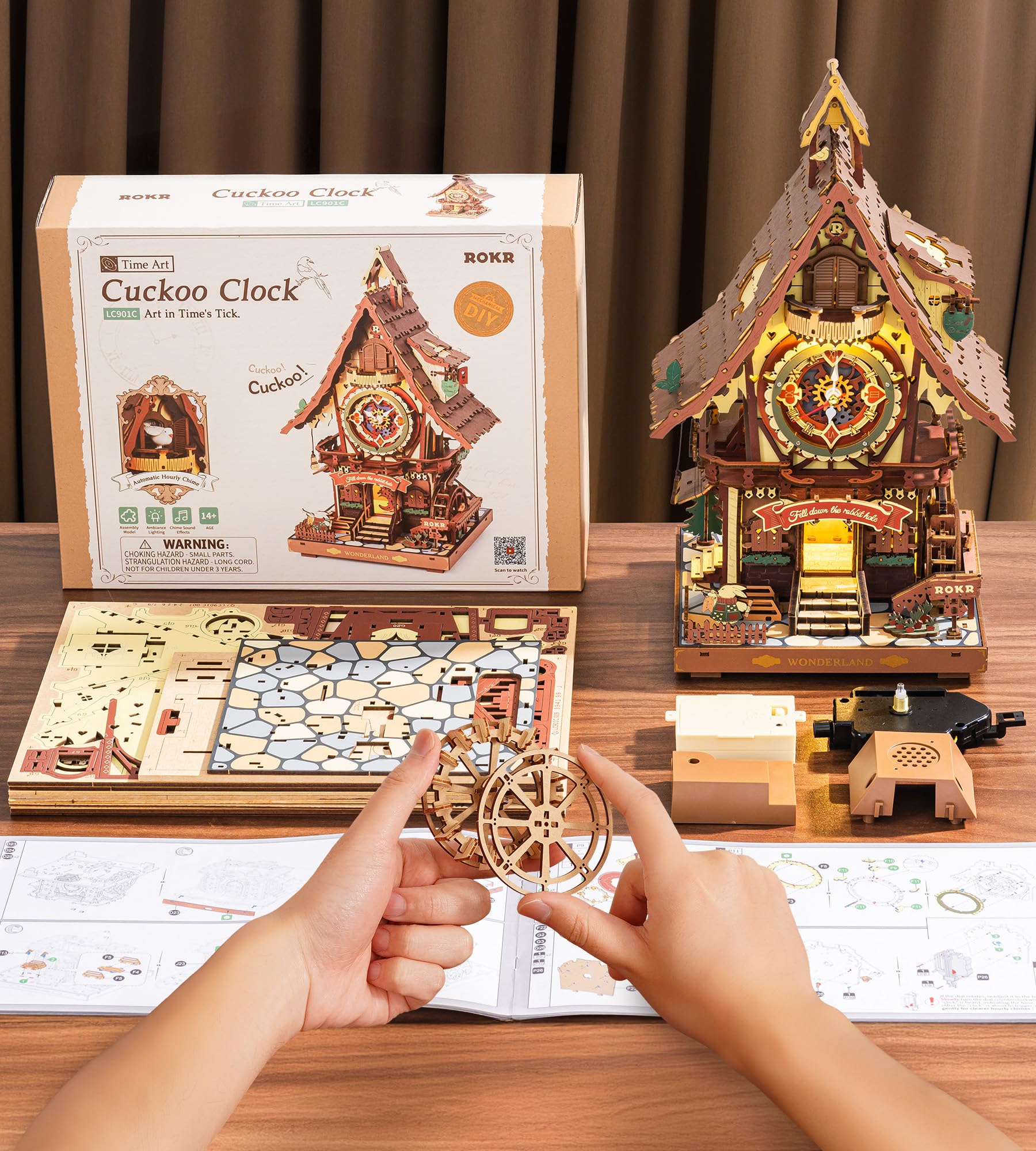 ROKR Puzzle 3D Madera Reloj de Cuco Maquetas para Construir Rompecabezas adultosAdultos Regalos Originales para Mujer Hombre Vendimia LC901C