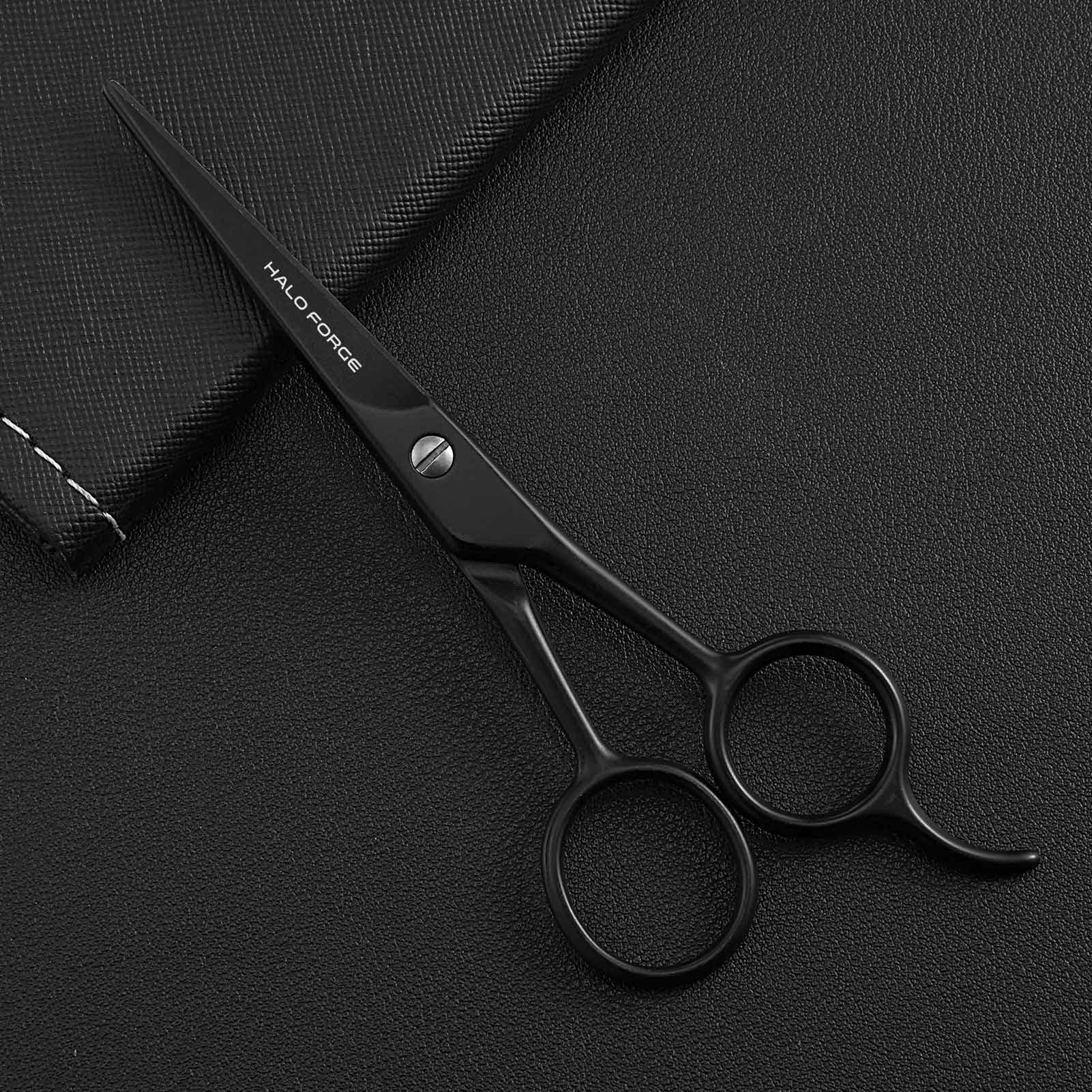 HALO FORGE Tijeras para barba y bigote – Pequeña hoja recta de corte de precisión de acero inoxidable – Tijeras de aseo afiladas para el cuidado personal, cabello facial y cuerpo – Regalo para mujeres