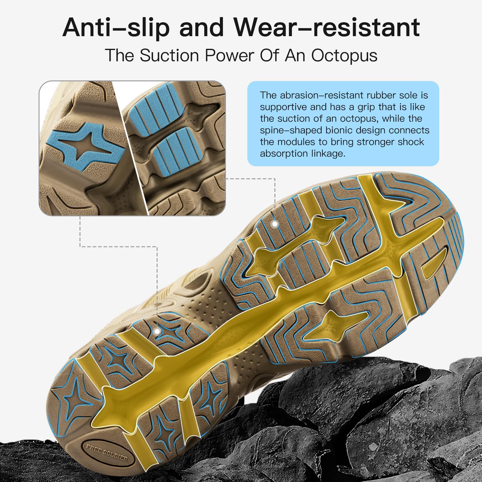 FREE SOLDIER Hommes Chaussures de randonnée été séchage Rapide Chaussures de Travail pour Eau Trekking Bottes Tactiques ventilées Ultra légères