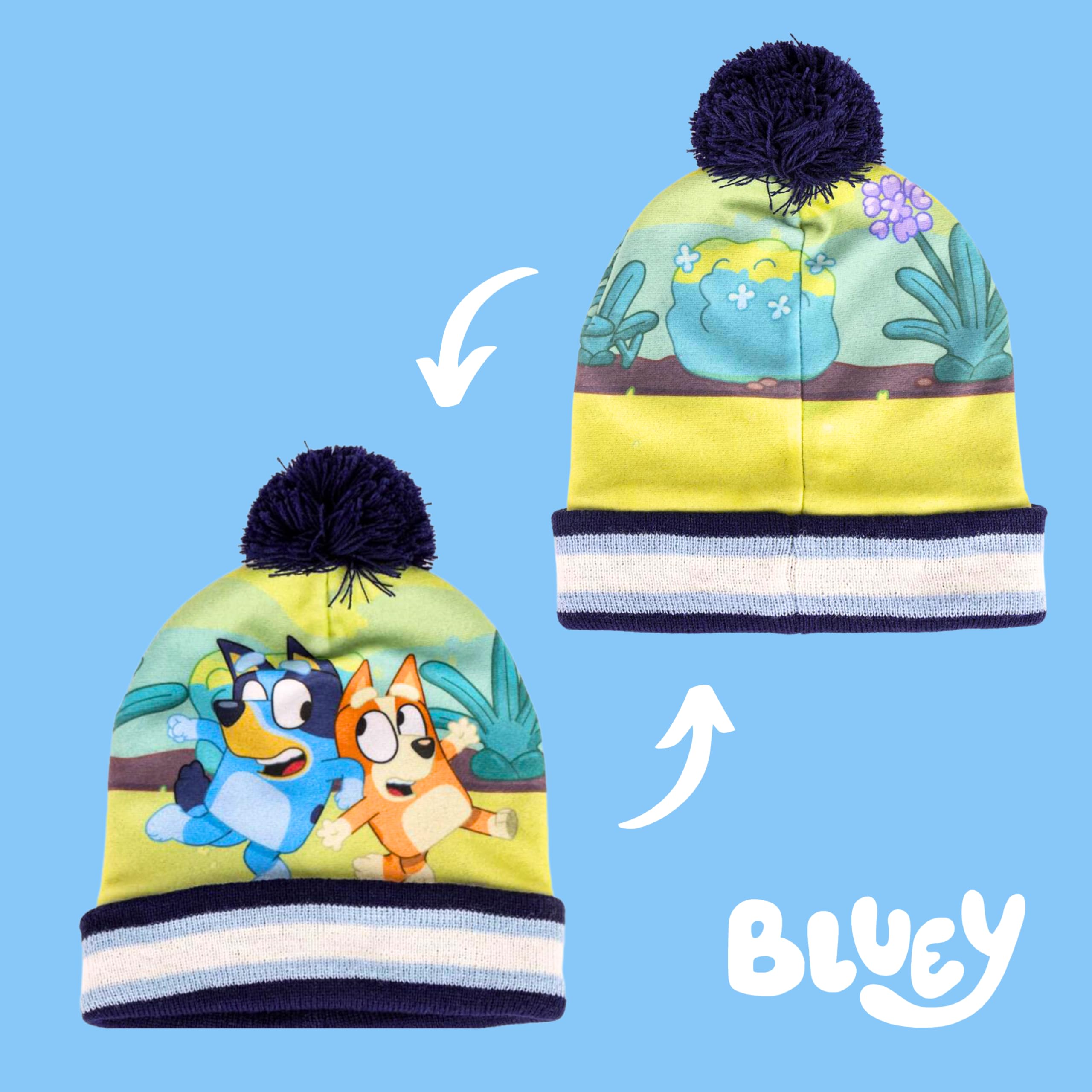 Bluey Gorro y Guantes para Niño, Conjunto de Invierno para Niños, Accesorios de Invierno Infantil Diseño Bingo