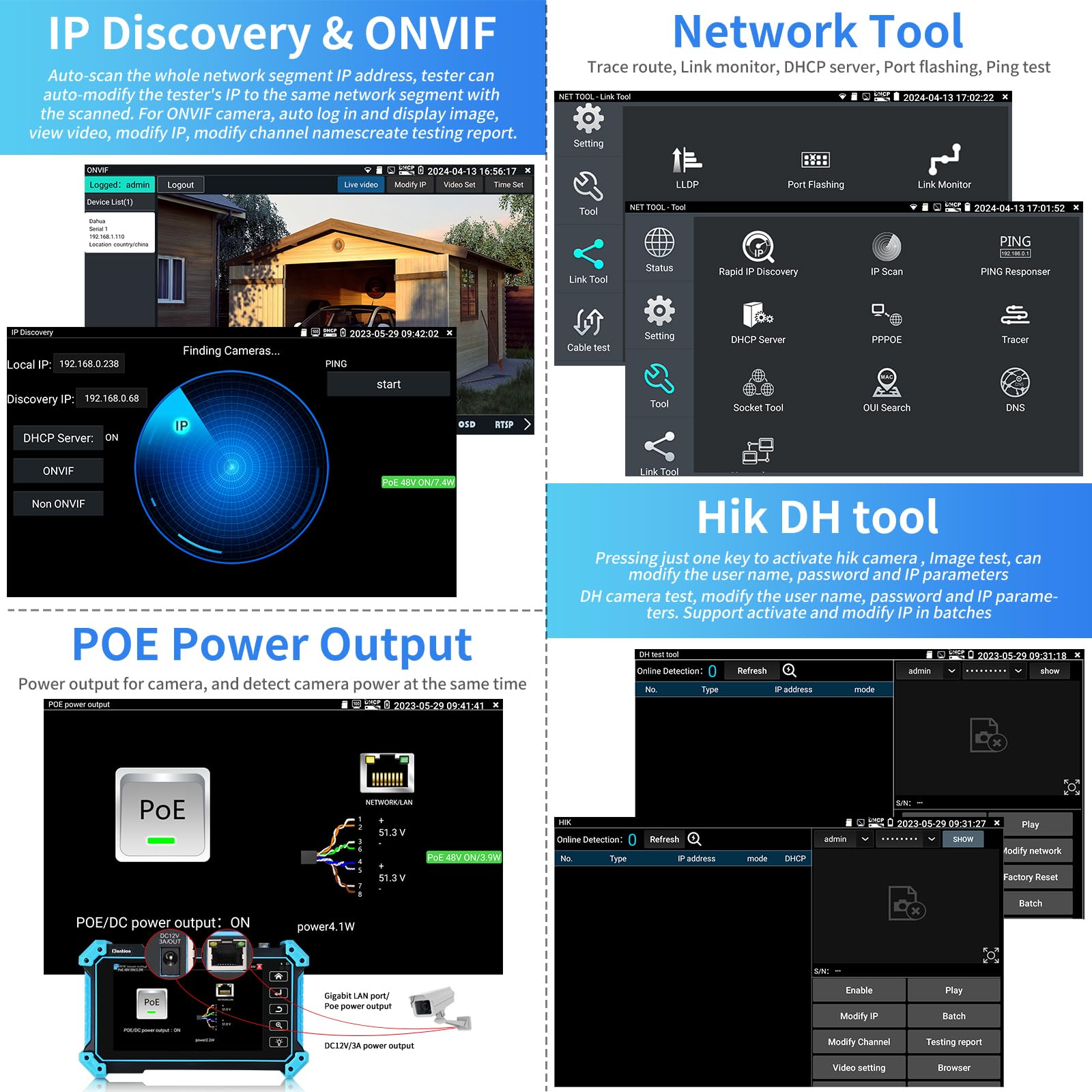 Snapklik.com : Henkion CCTV Tester,4K 12MP IP Camera Testr
