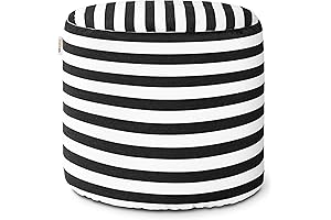 Jaxx Spring Black & White Striped Outdoor Pouf