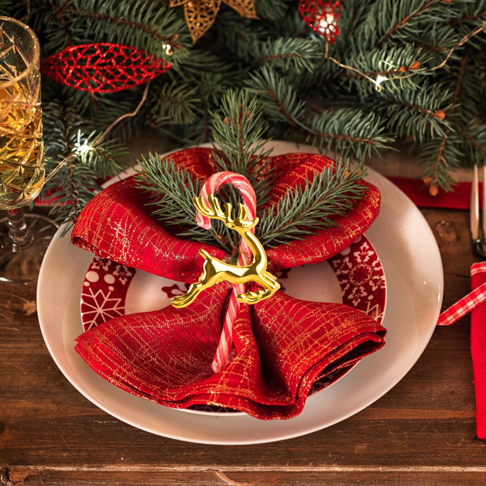 MWOOT Set 8 Anelli Portatovaglioli Boho Con Foglie E Fiori Finti - Per Matrimoni, Natale, Cene - Foto 8