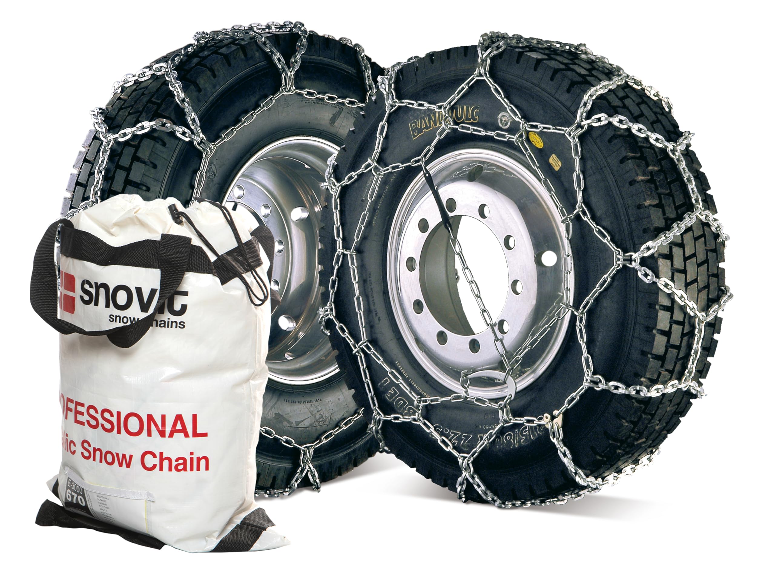 SNOVIT E-3000 Talla 600 - Cadena de nieve metálica para camión y Bus. Certificación ÖNORM V5119:2021. Set 2 Uds.