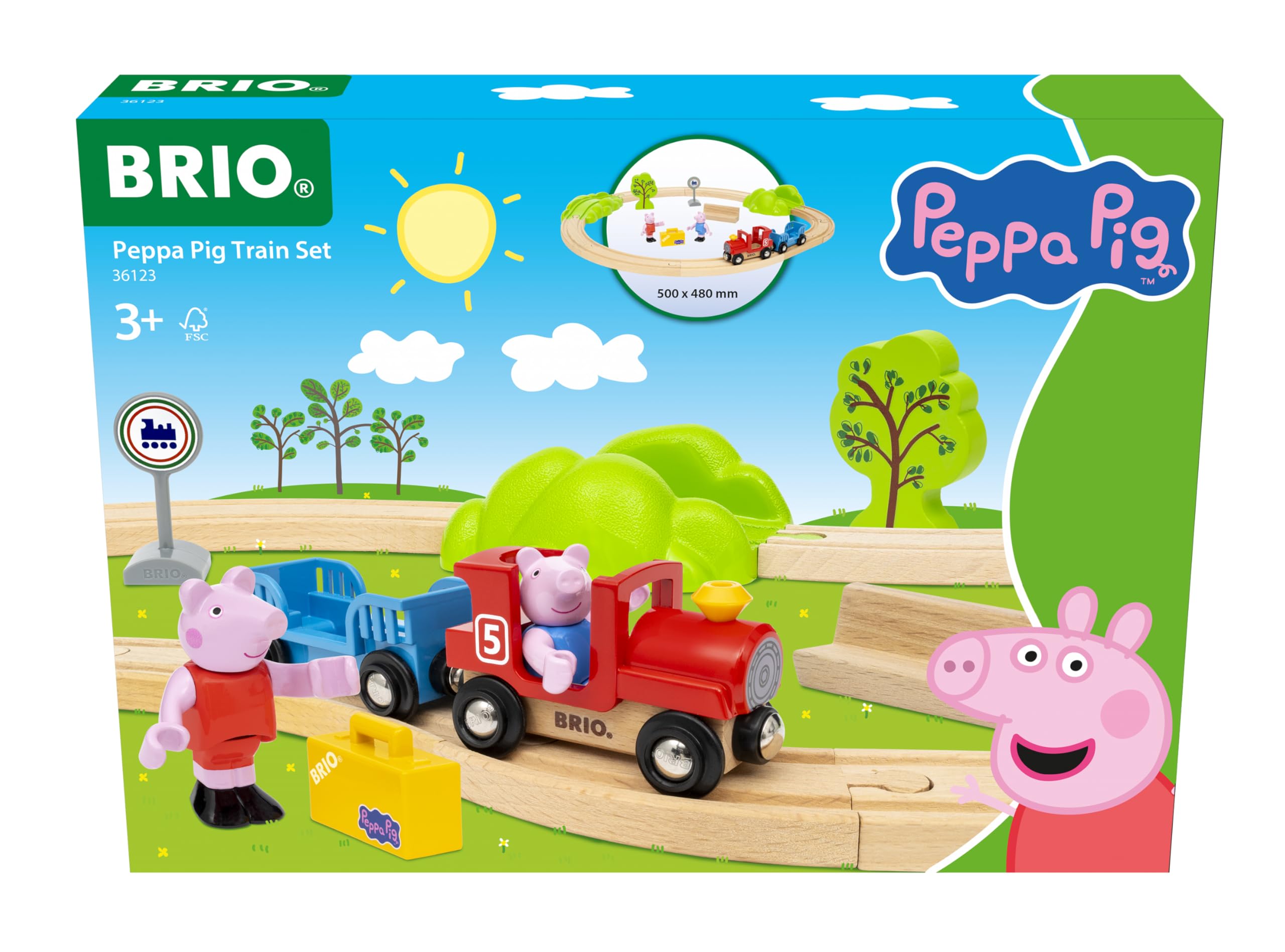 BRIO - Peppa Wutz Eisenbahn-Set - Spielzeug Eisenbahn für Kinder mit Spielfiguren und weiterem Zubehör, Spielzeug ab 3 Jahren, Eisenbahn Starter-Set zur Kleinkindserie Peppa Wutz - 36123