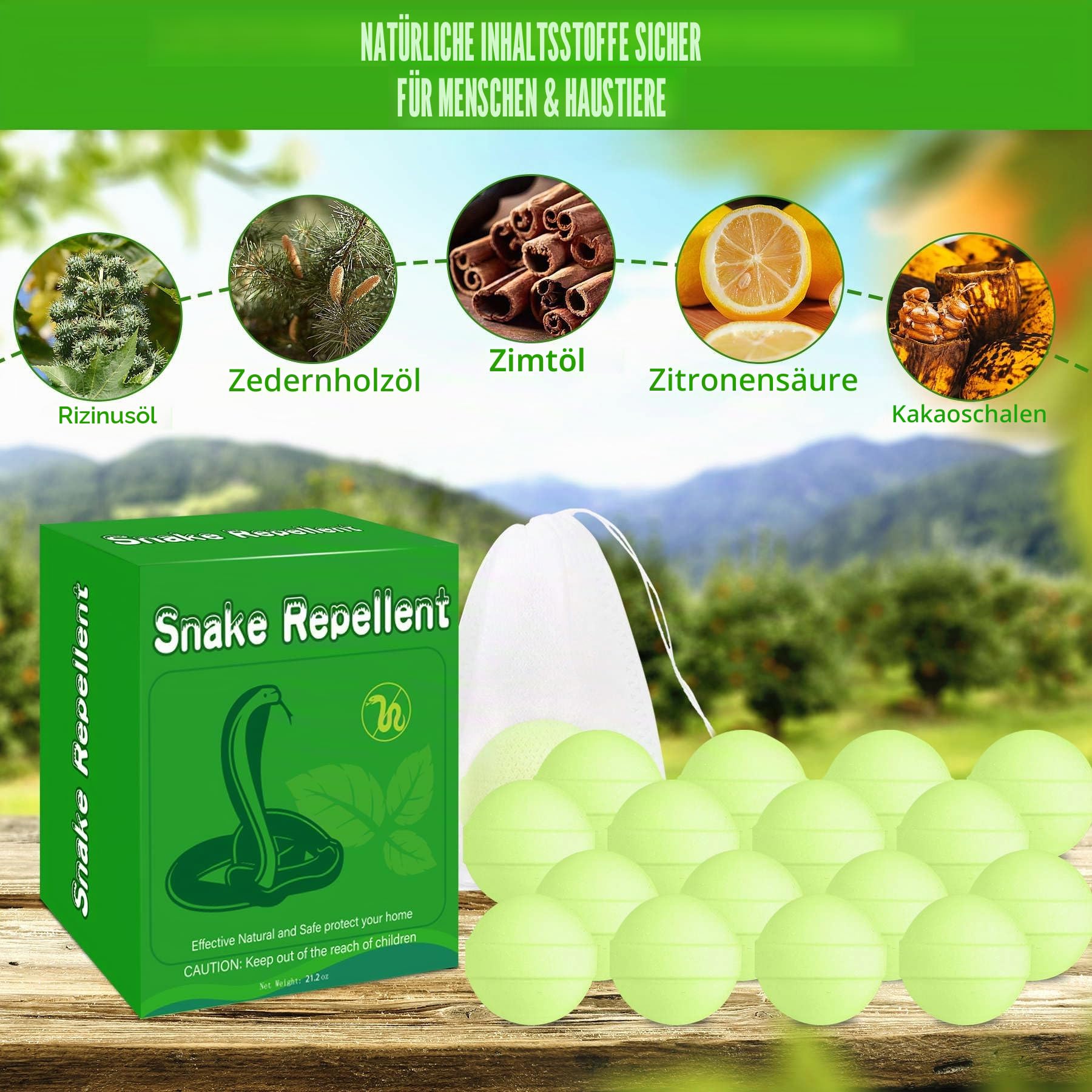 24 Stück Mäuseabwehr für Hof, natürliche Nagerabwehrbälle für draußen und drinnen, hält Schlangen, Eidechse und Nagetiere fern von Rasen, Hof, Garten, Camping, Angeln, Haustier sicher