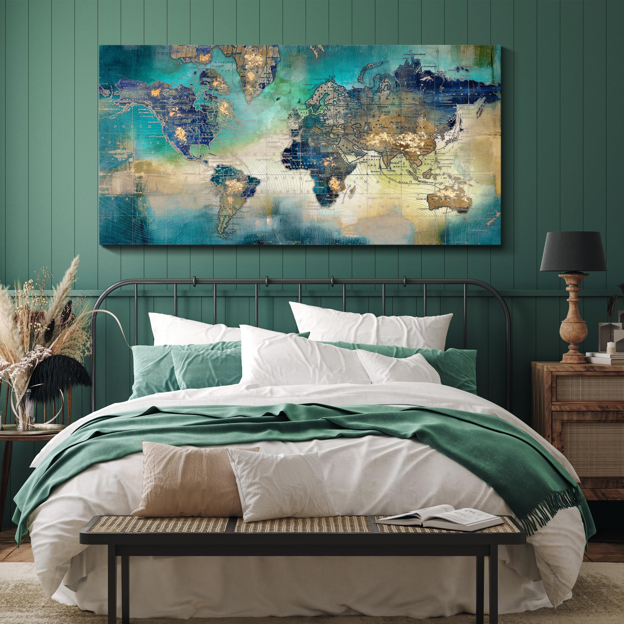 Large World Map Canvas Prints Wall Art for Living Room Office 