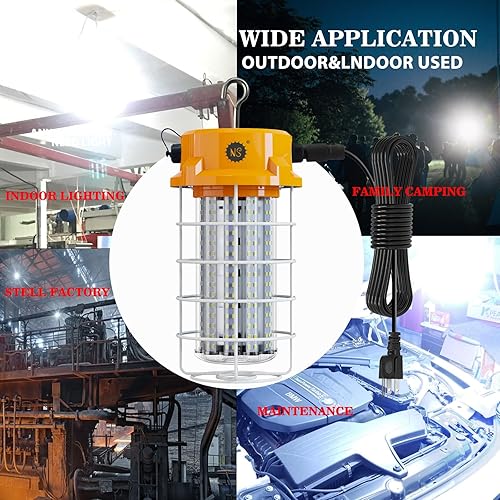 Miniatura 10 de 55W 8500LM Alternative to 200W HIDHPS 13.12FT Power Cord with US Plug LED Work Light 5000K Temporary Lights Linkable Hanging Work Lights with Outlet