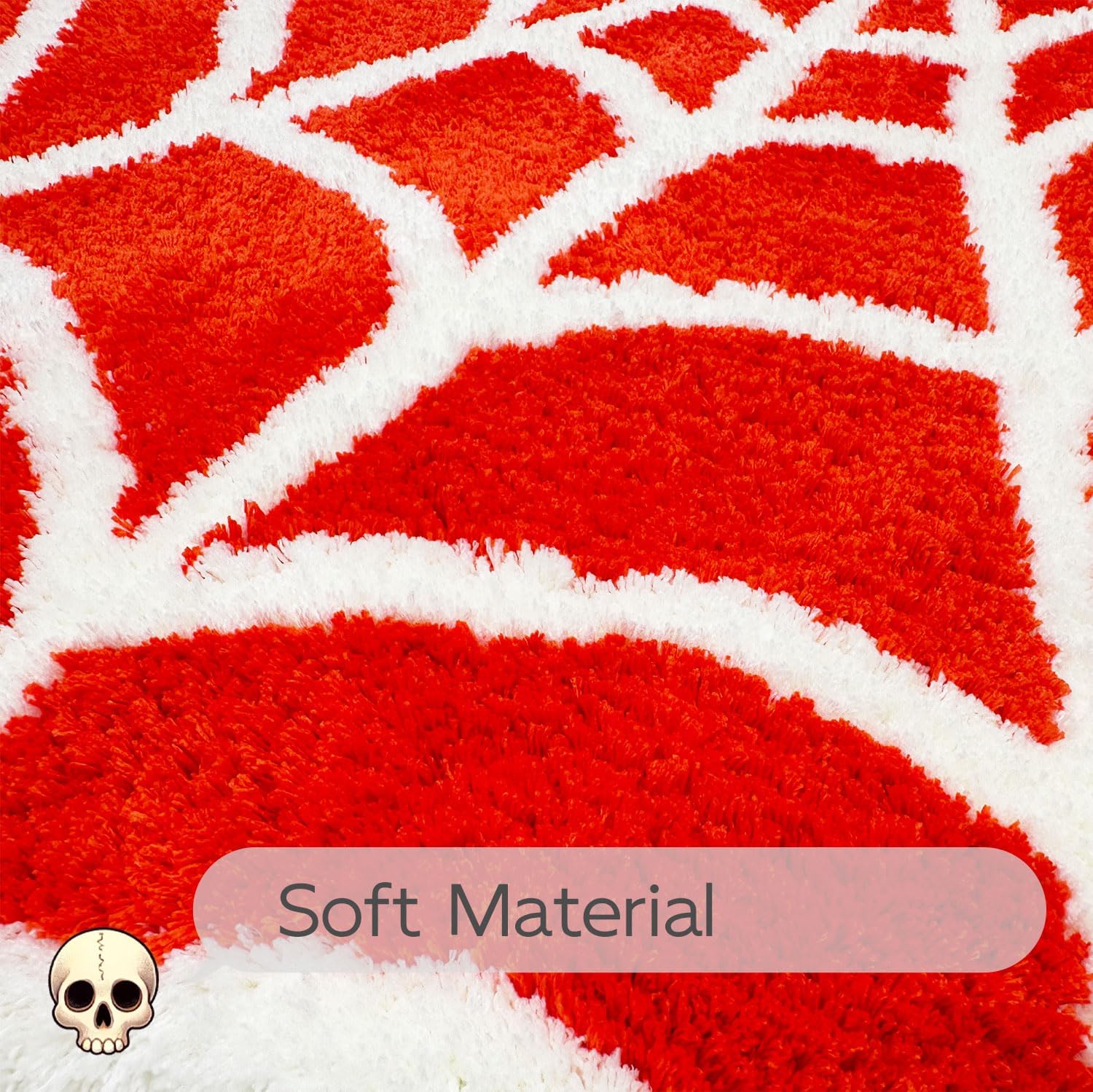 Spider Web Bath Rug Halloween Non-Slip Bath Mat Washable Microfiber Bathroom Mats for Indoor Living Room Fast Dry Rugs (Orange)