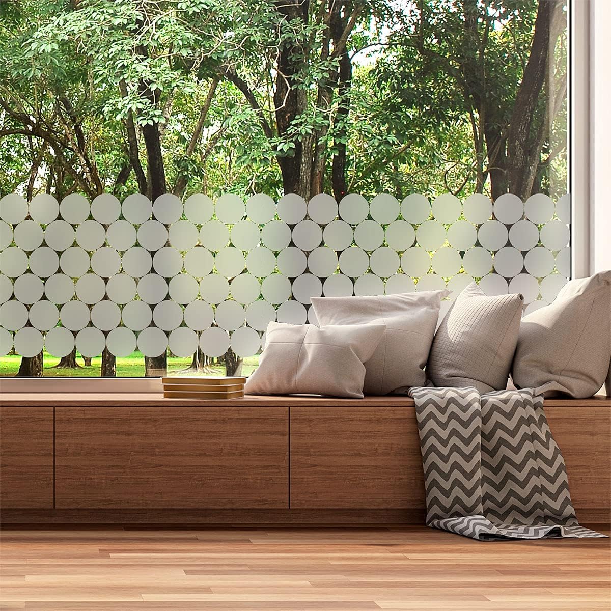 Anti-Blackout Window Film - 50 Circles Blackout Stickers for Glass and Shower Door - Window Film - Self-Adhesive Window Stickers for Office Bathroom Kitchen - 50 x 100 cm
