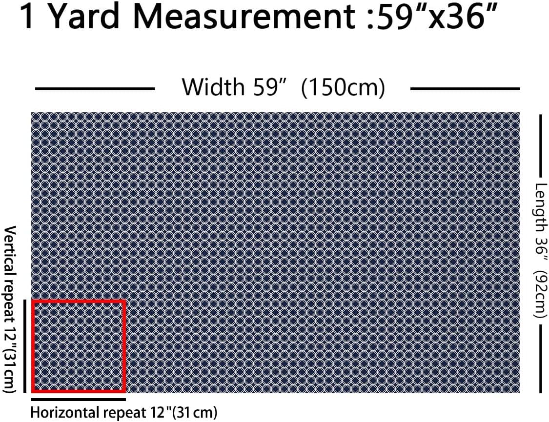 Erosebridal Circle Flannel Fabric by The Yard Soft Square Fabric Simple Geometric Square and Circle Upholstery Fabric Simple Line Drawing Blue White Not Stretchy Decor Fabrics, 3 Yards