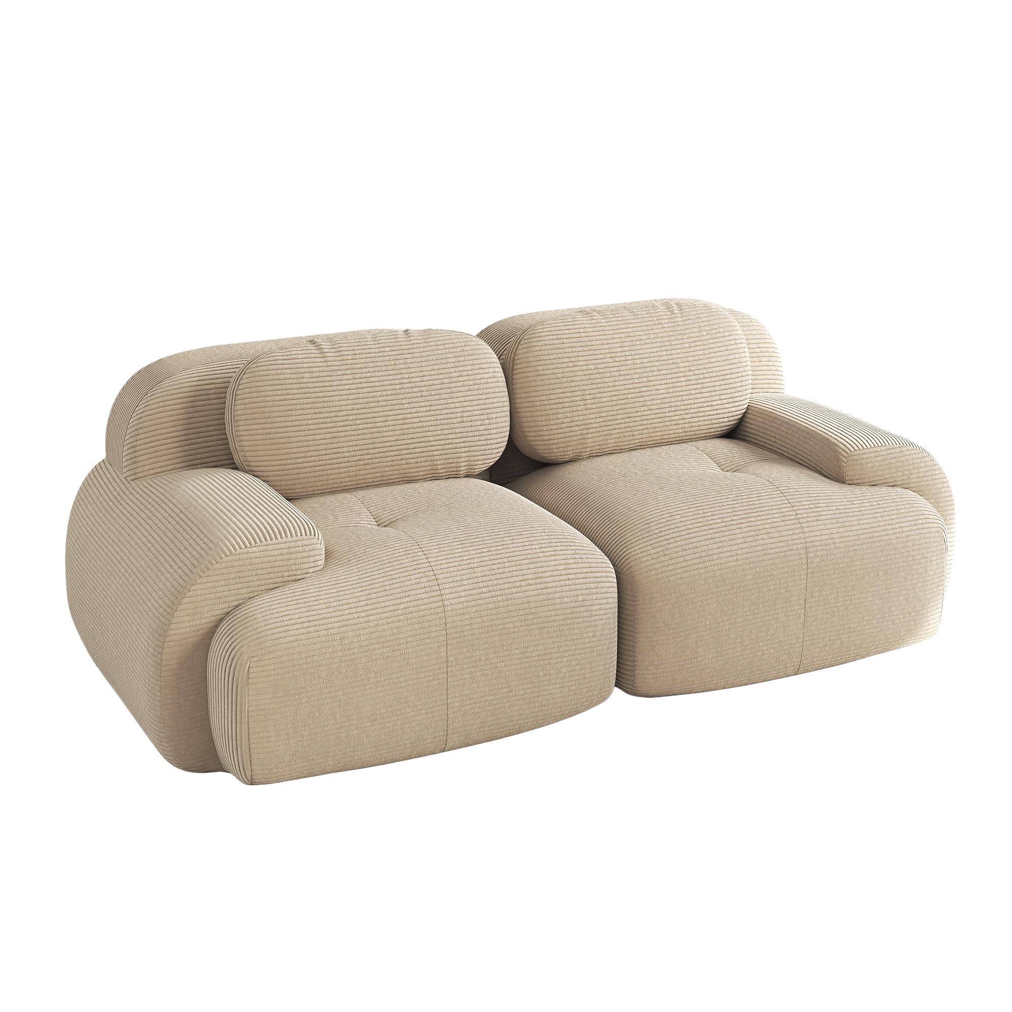 Sofá modular de pana color beige, sin montaje, para sala de estar o cine en casa