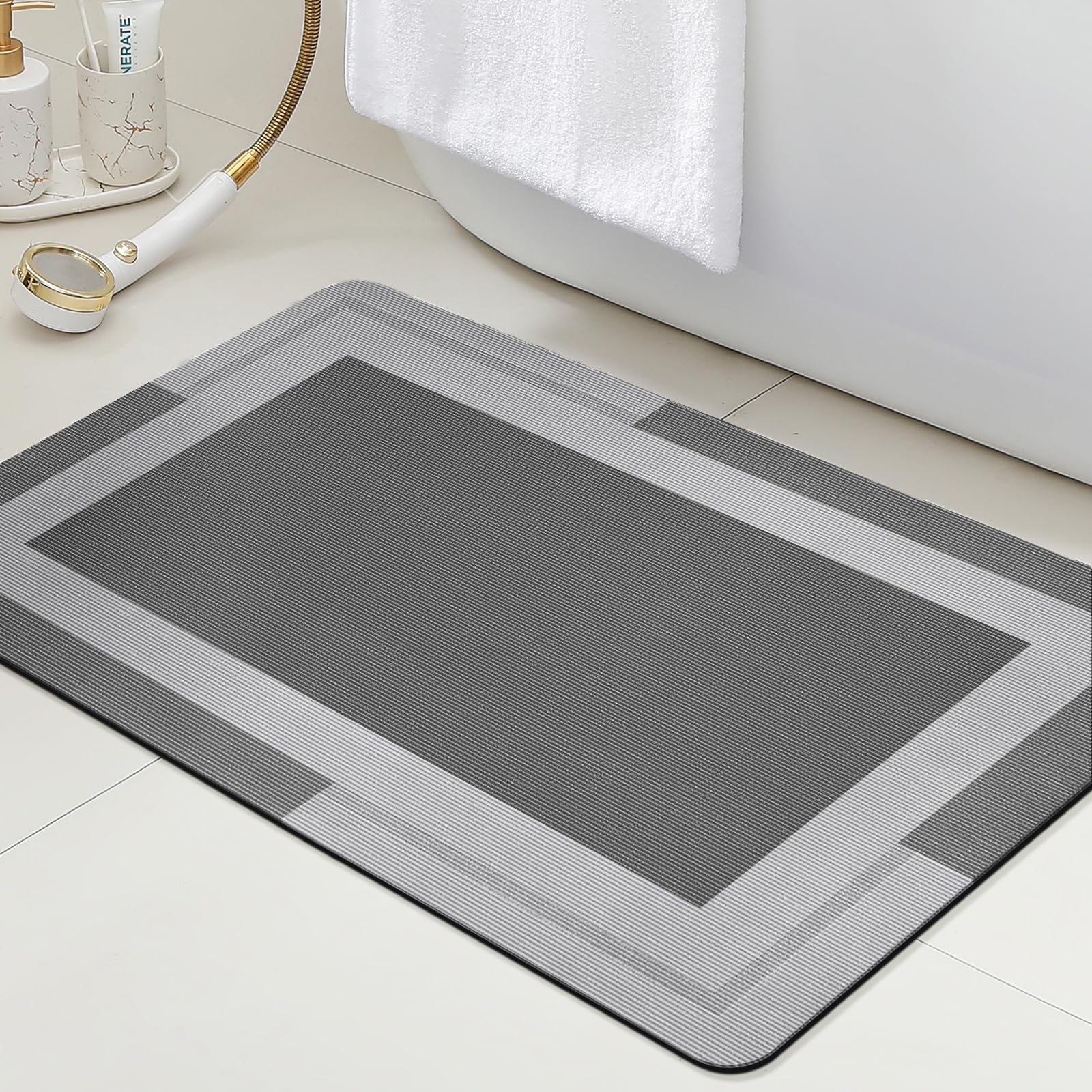 Ultra Thin Bath Mat Upgrade Backing Non Slip Thin Bath Mats Fit Under Door Quick Dry Ultra Absorbent