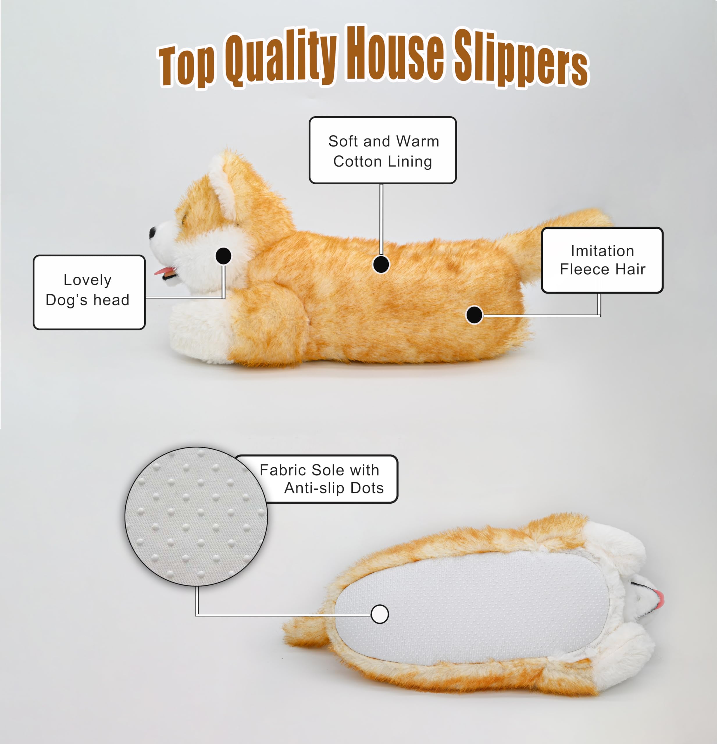 Onmygogo Fuzzy Winter Animal Dog House kapcie dla mężczyzn i kobiet