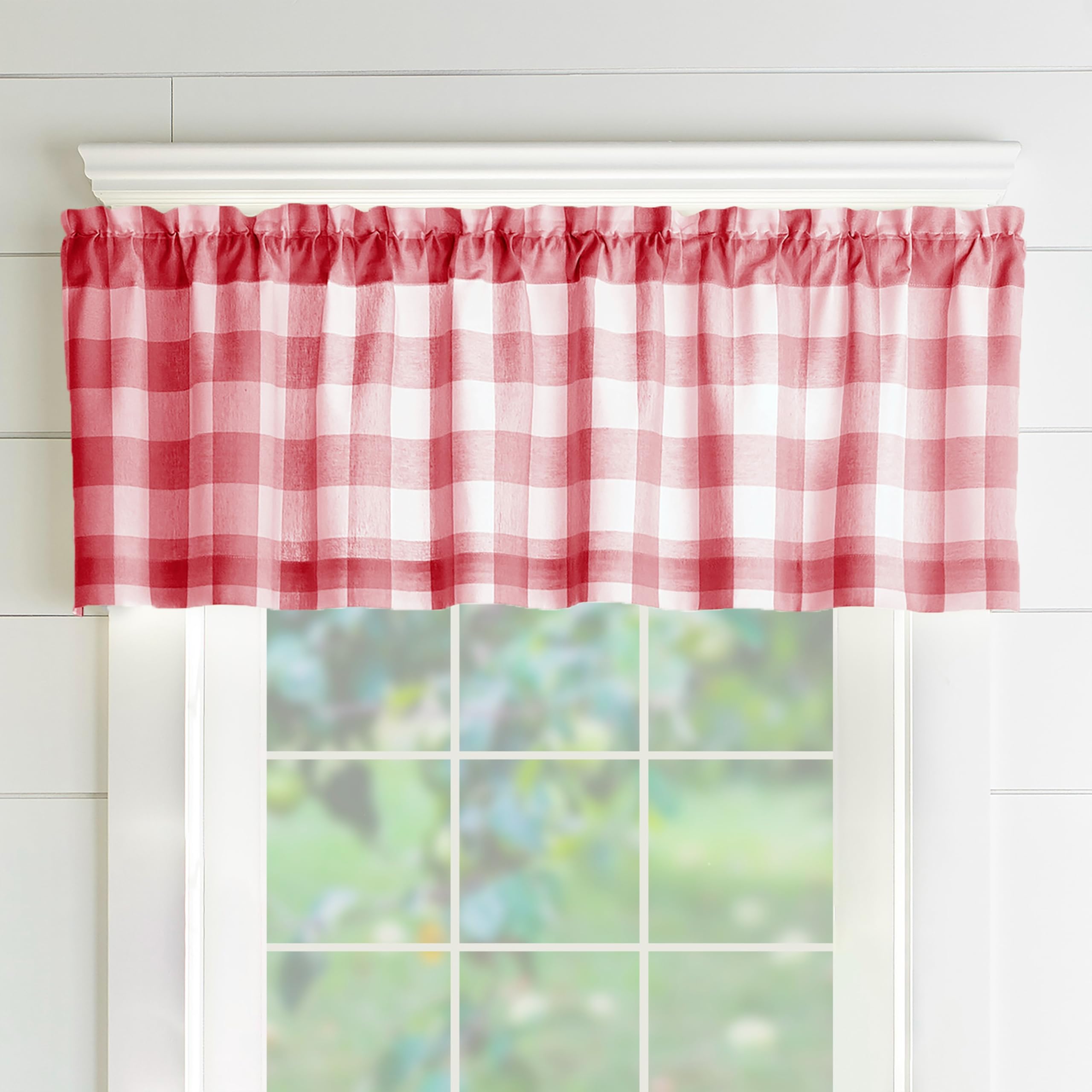 MFLASMF Mantovana da Cucina a Quadri a Quadretti, Tenda Corta per Tenda Corta da caffè all'Uncinetto in Stile Rurale per Cucina, Bagno, 1 Pannello, L x A 90 x 45 cm