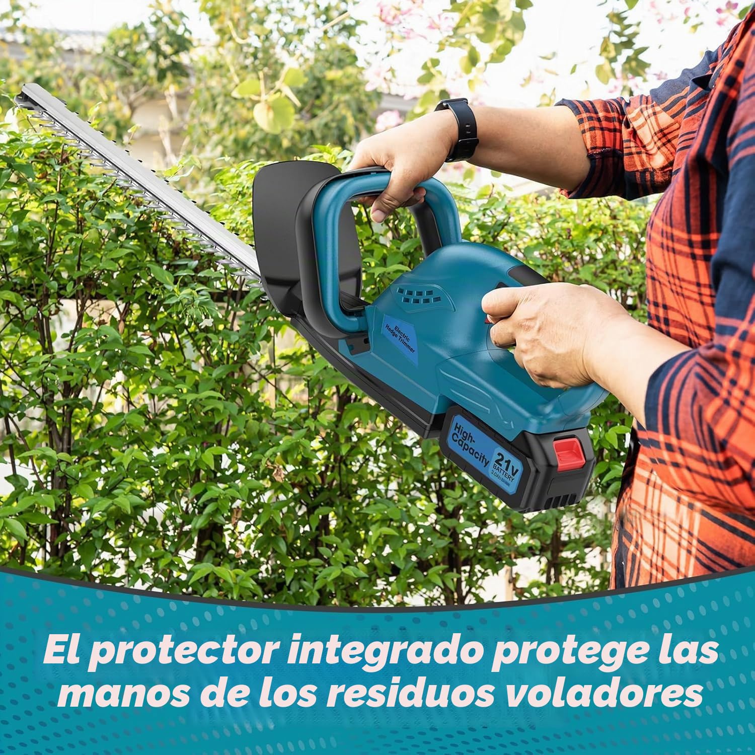 Cortasetos a Batería 21V Brushless con Batería 3.0Ah & Cargador – Potencia 500W, 3000 RPM, Espada 530mm & Capacidad de Corte 20mm | Cortasetos Profesional para Ramas Gruesas