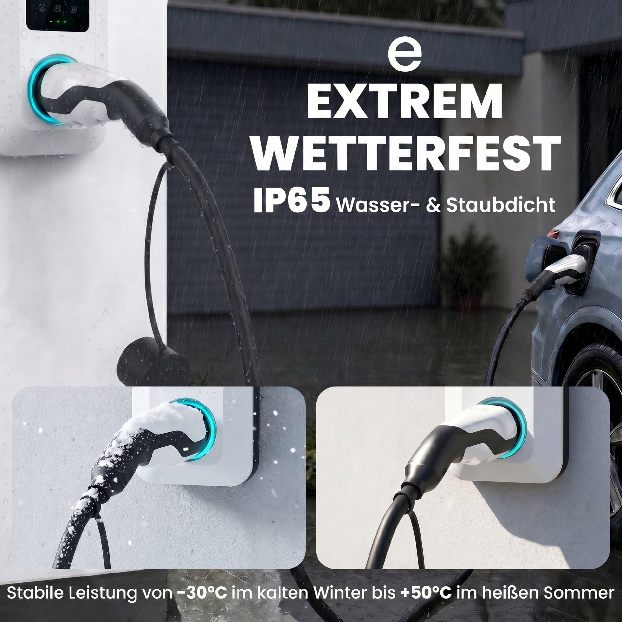 HOMCOM Typ 2 EV Ladekabel 11 kW 16 A Mode 3 5 m für Wallbox & Ladestation | 3-Phasen, Inkl. Reinigungstuch & Transporttasche, Schnellladekabel, EVs/PHEVs