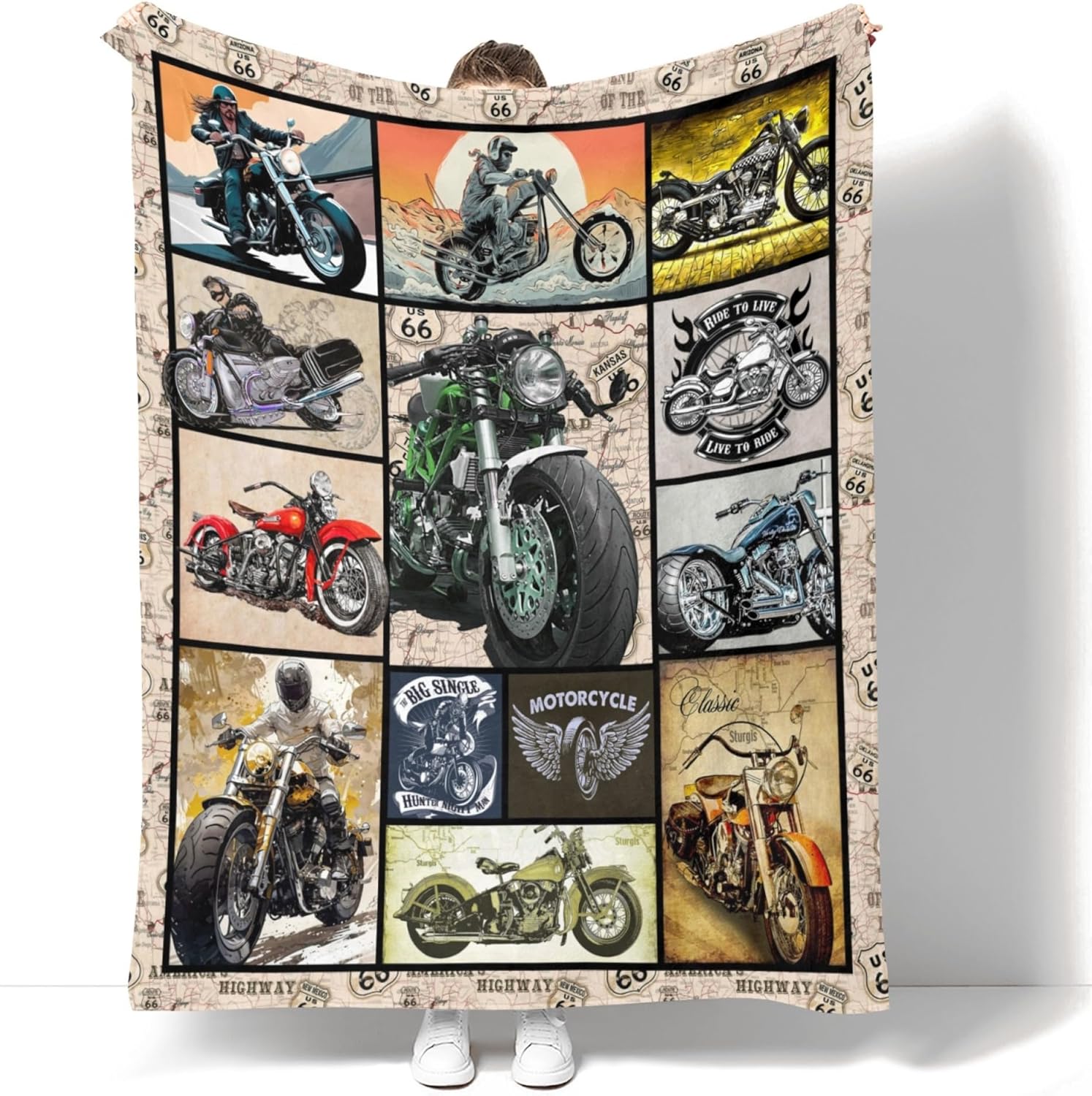 Motorcycle Blanket Gifts for Men and Women, Unique Soft Throw Blanket Gifts for Motorcycle Lovers, Cool Funny Cozy Warm Comfy Plush Flannel Throw Blanket for Sofa Couch Bedroom Livingroom 50"X40" - Image 2