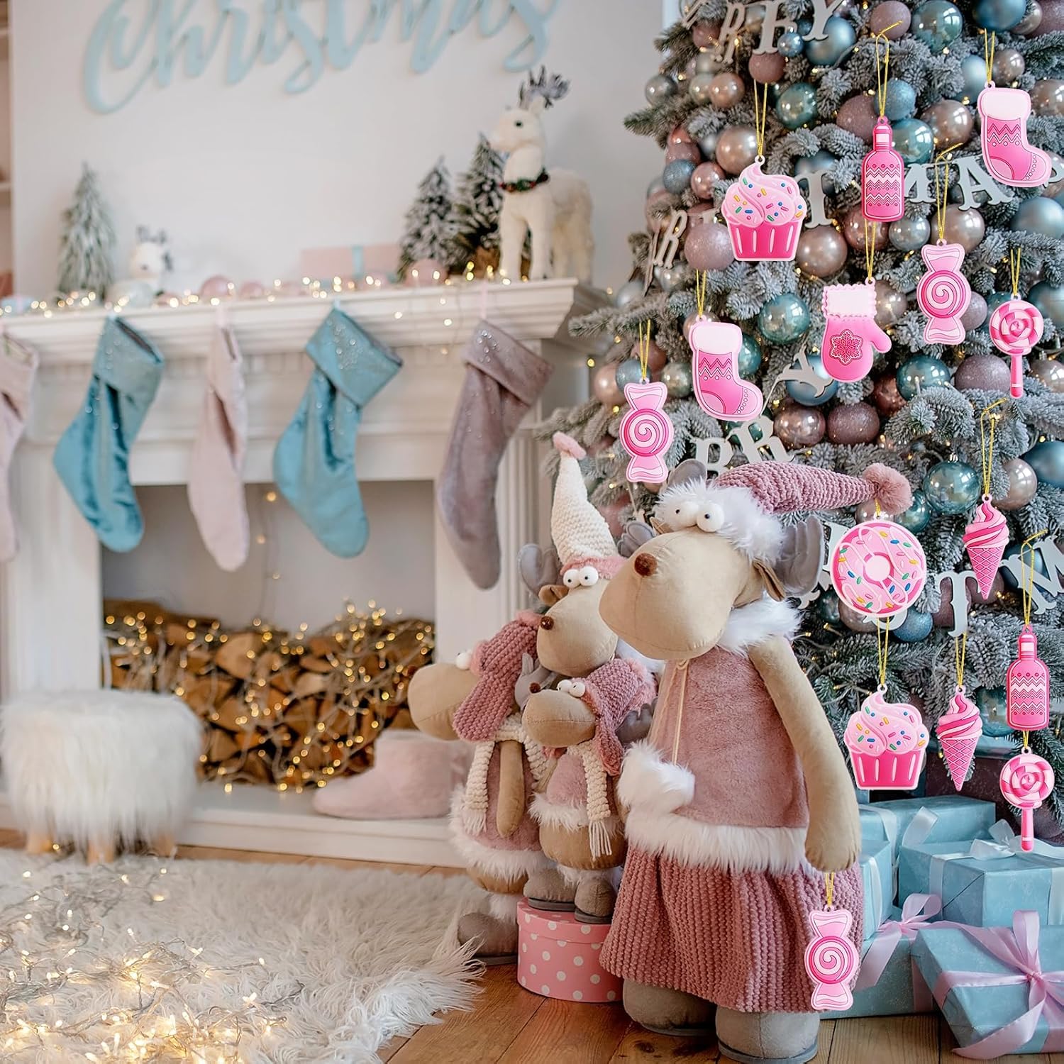 24 Pcs Pink Christmas Tree Ornaments Xmas Candy Lollipop Santa Claus Ornaments Hanging Pendants for Xmas Trees Party Home Decorations 24 Pcs Pink Christmas Tree Ornaments Xmas Candy Lollipop Santa Claus Ornaments Hanging Pendants for Xmas Trees Party Home Decorations