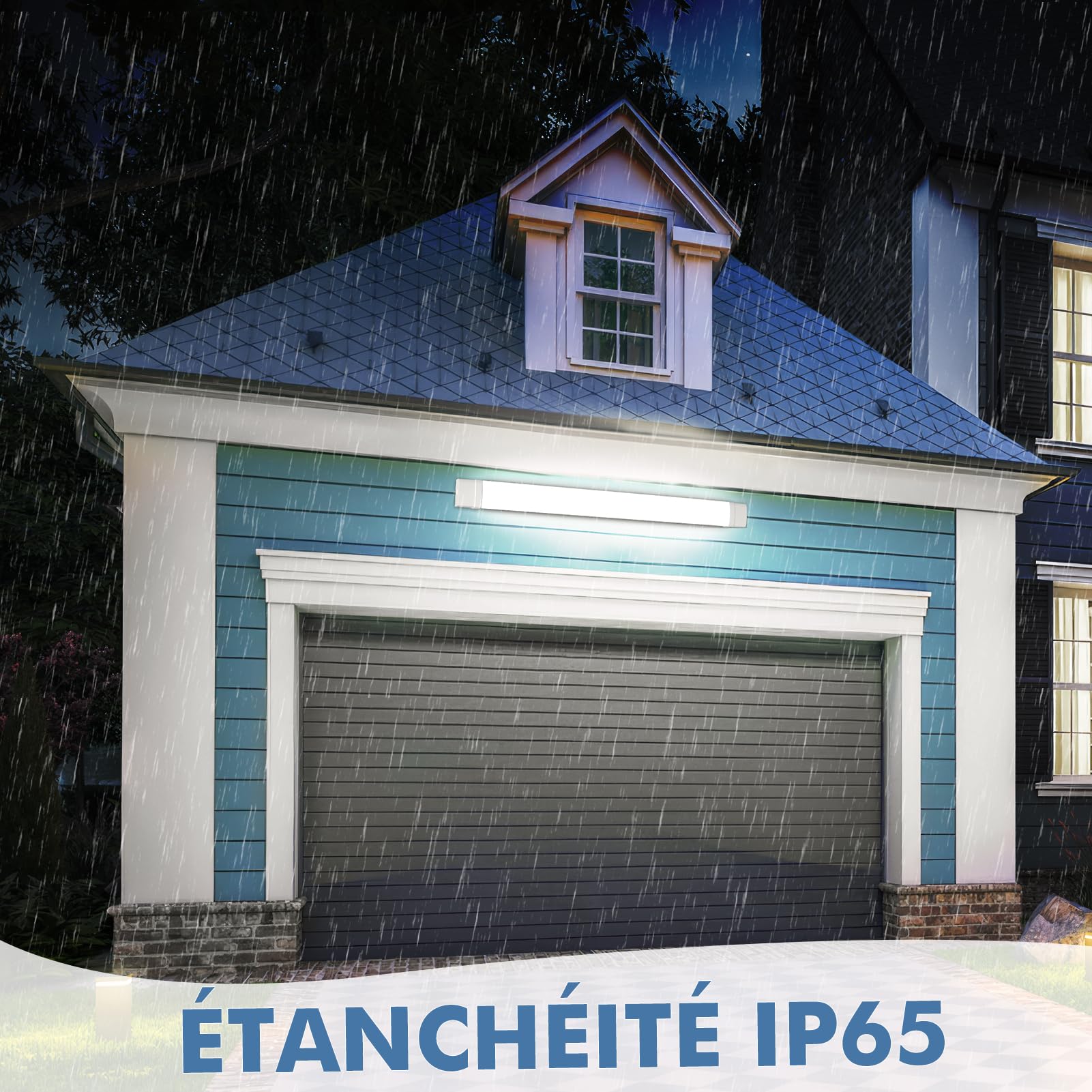 2 Pièces Neon LED 120cm, Tube LED 40W 4000LM Blanc Froid 6500K Connectable, Bandes LED avec Couvercle Transparent, IP65 Étanche Plafonnier pour Bureau, Atelier, Garage, Cave