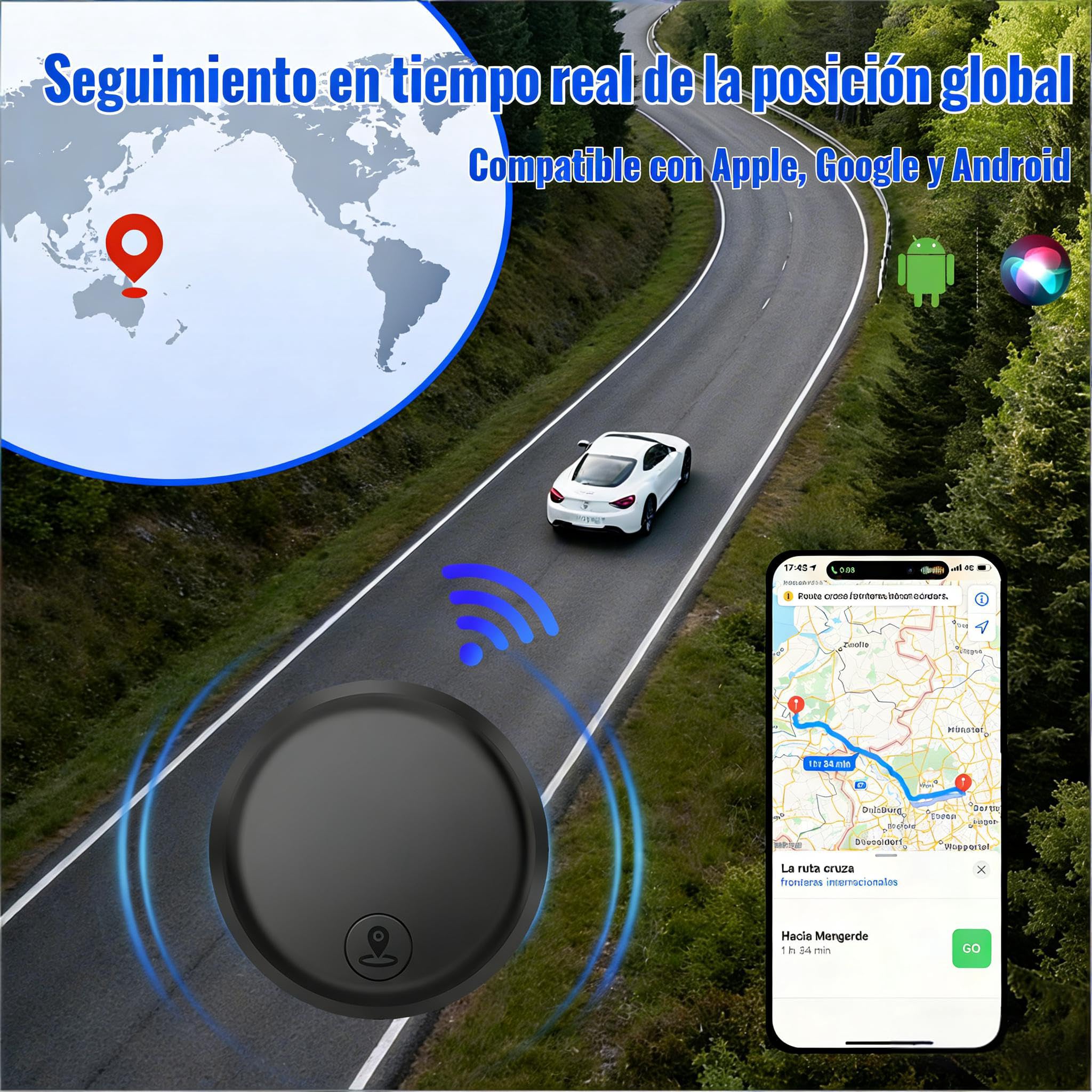 Traceur GPS Voiture,Tracker de Voiture(Compatible avec iOS et Android) Magnétique étanche Localisateurs D'Objets Bluetooth,Traceur GPS sans Abonnement,Tracker GPS pour Valises/Portefeuilles/Clés