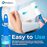 Vista 4 de PetLovers Juego de rodillo extra pegajoso para depilación de mascotas y ropa, removedor de pelusa de perros y gatos (azul, paquete de 4 mini)