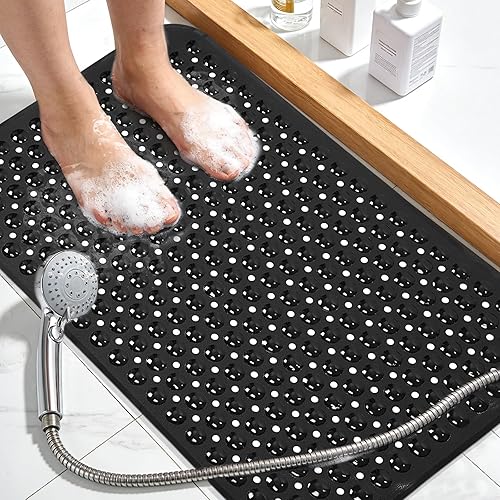 Miniatura 42 de Tapete extralargo para bañera antideslizante, azul marino claro suave para bañera de 40 x 16 pulgadas tamaño completo, tapetes largos para piso de