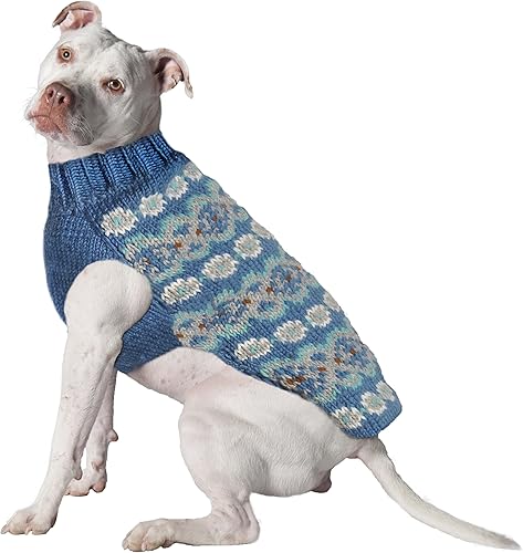 Chilly Dog Teal Fair Isle - Suéter de alpaca, talla S
