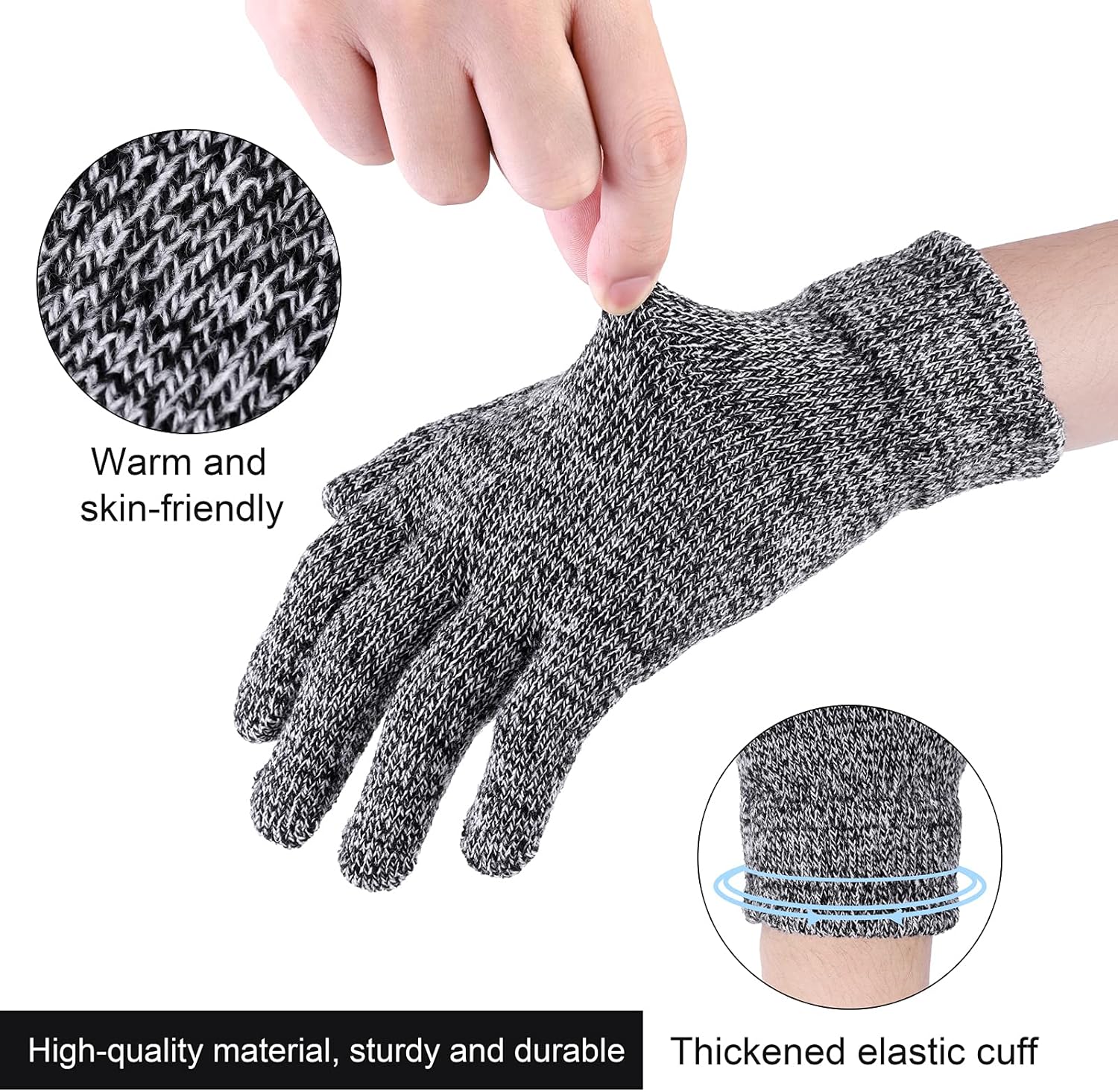 Cooraby 16 Pairs Adult Winter Knitted Magic Gloves Full Fingers Stretchy Warm Gloves for Men, Women or Teens - Image 2