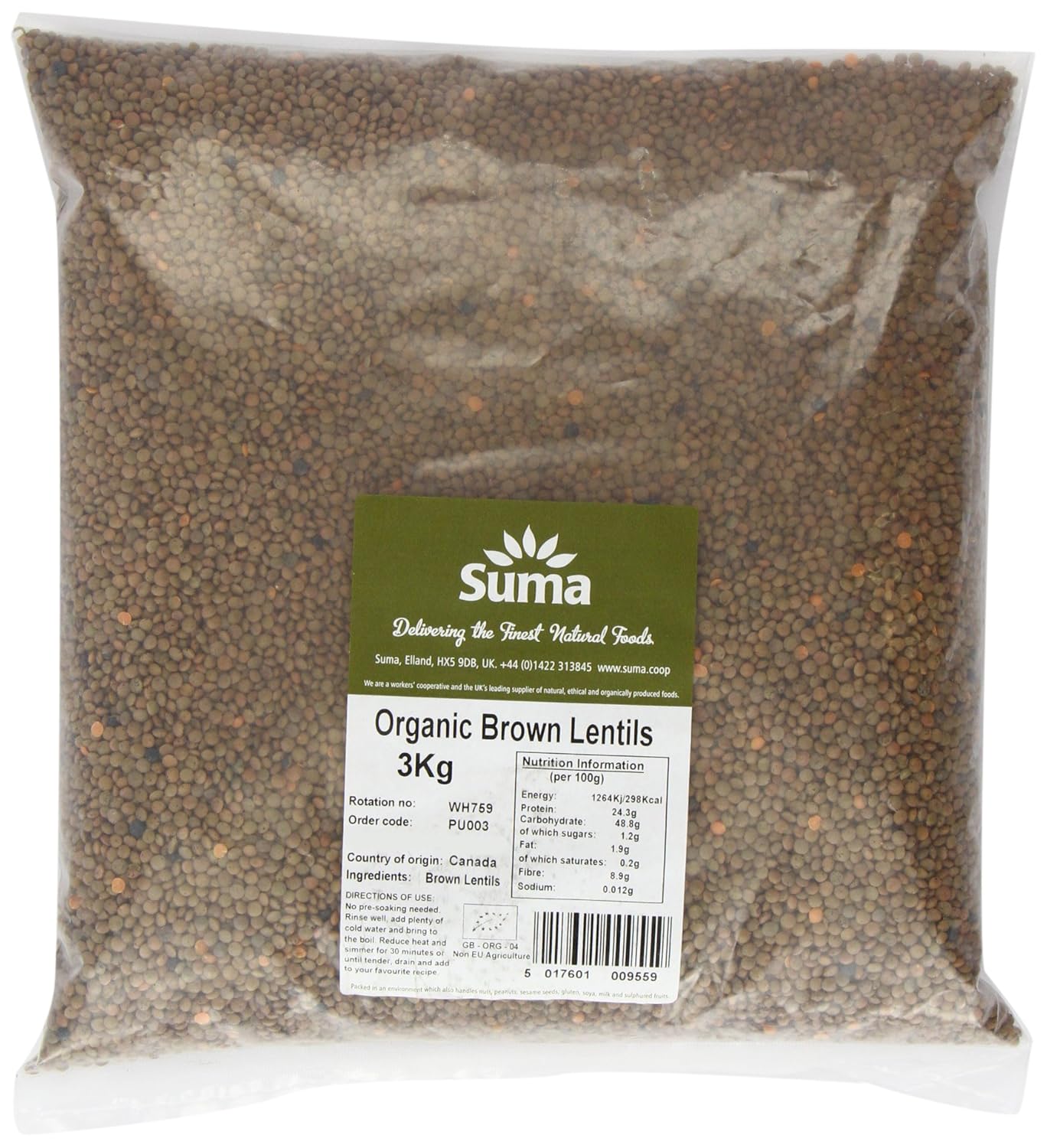 Suma - Organic Brown Lentils - 3Kg