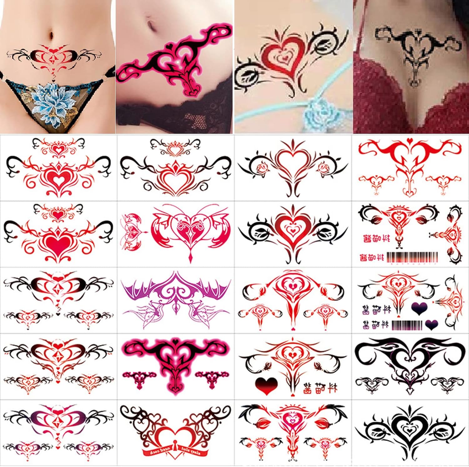 タトゥーシール ボディーシール ハロウィン 防水 長持ち 簡単に貼れる 可愛い おしゃれ ハート 枚セット 大決算セール